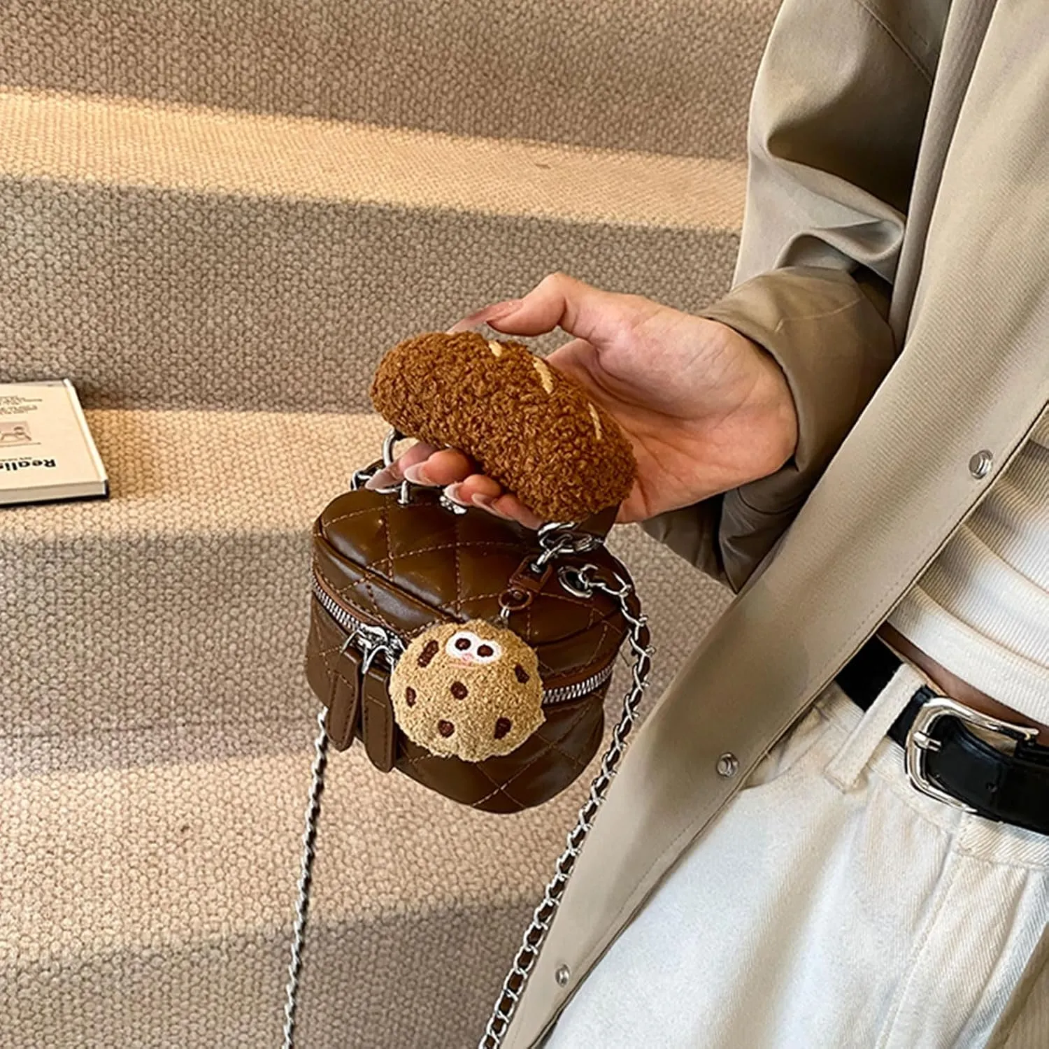 Kawaii Crossbody Bag with Cute Pendant Mini Casual Shoulder Bag with Accessories Clutch Purse Travel Daypacks
