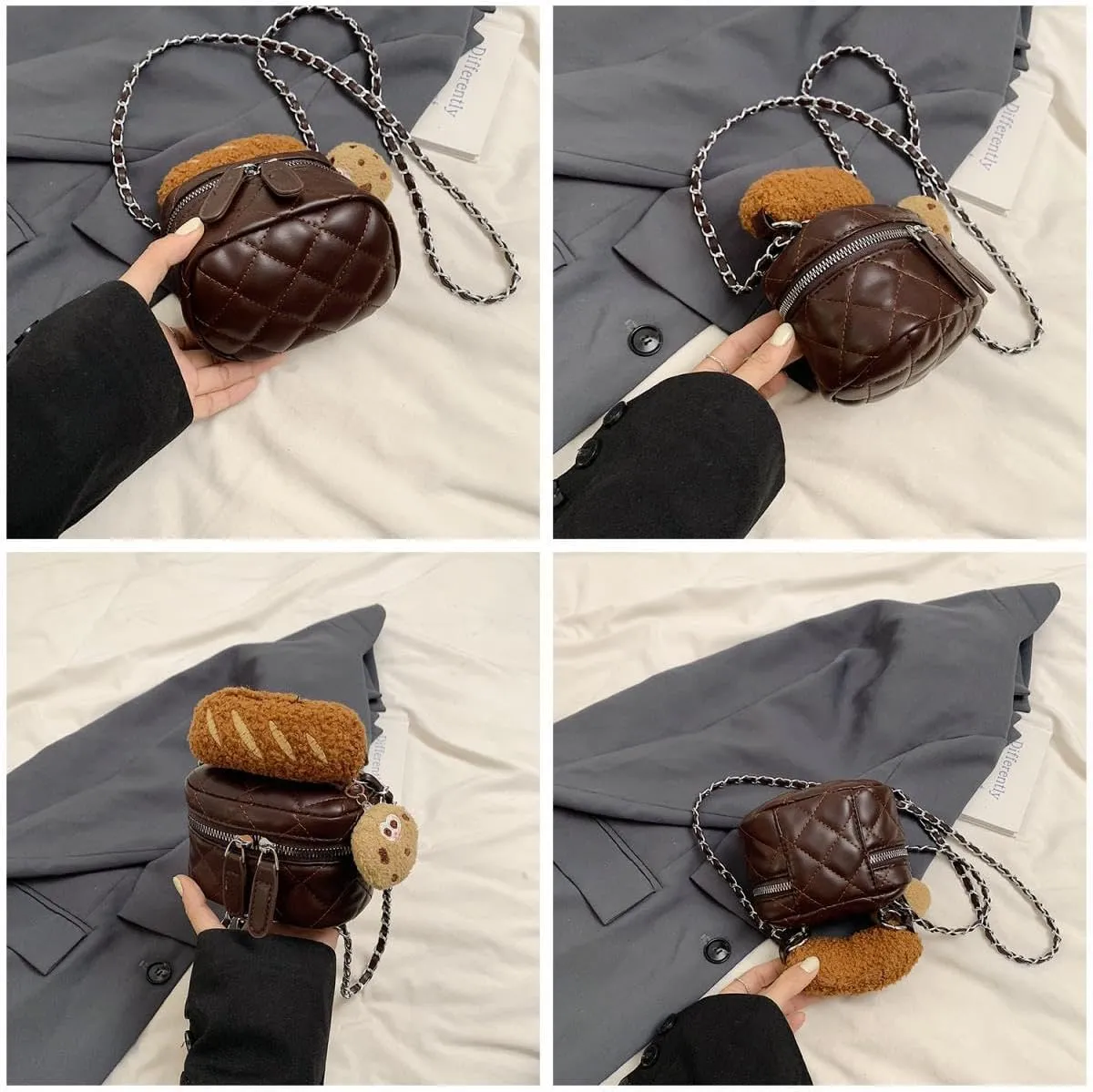 Kawaii Crossbody Bag with Cute Pendant Mini Casual Shoulder Bag with Accessories Clutch Purse Travel Daypacks
