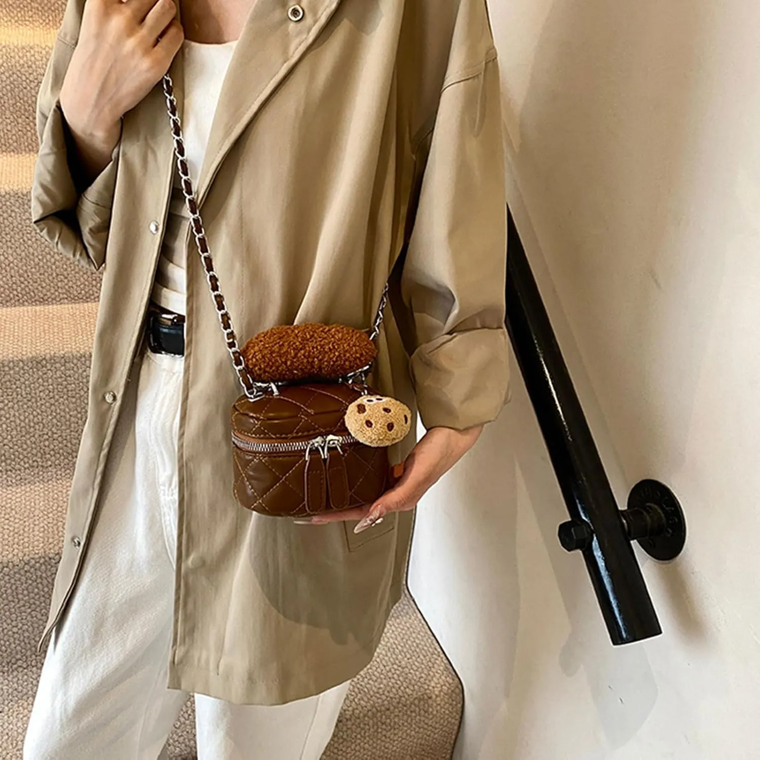 Kawaii Crossbody Bag with Cute Pendant Mini Casual Shoulder Bag with Accessories Clutch Purse Travel Daypacks