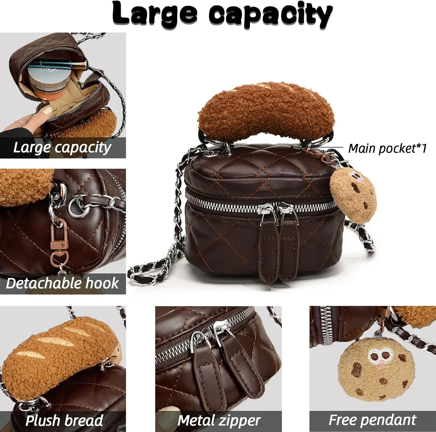 Kawaii Crossbody Bag with Cute Pendant Mini Casual Shoulder Bag with Accessories Clutch Purse Travel Daypacks