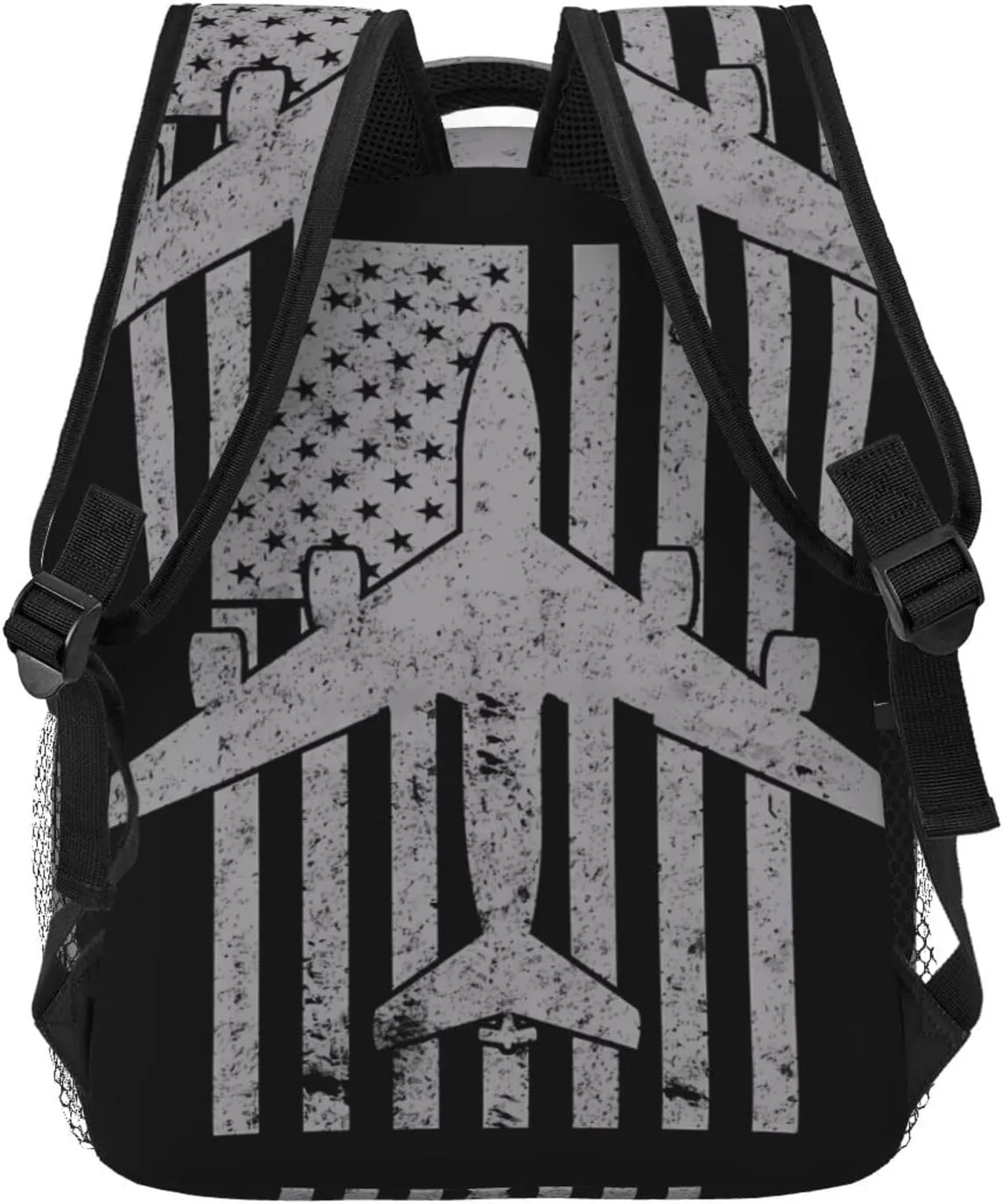Kc-135 Stratotanker Military Tanker Aircraft Vintage Flag Backpack Casual Pack Bag Laptop Backpack With Side Pocket Front Zipper Pocket Bookpack Travel Daypack Picnic Rucksack