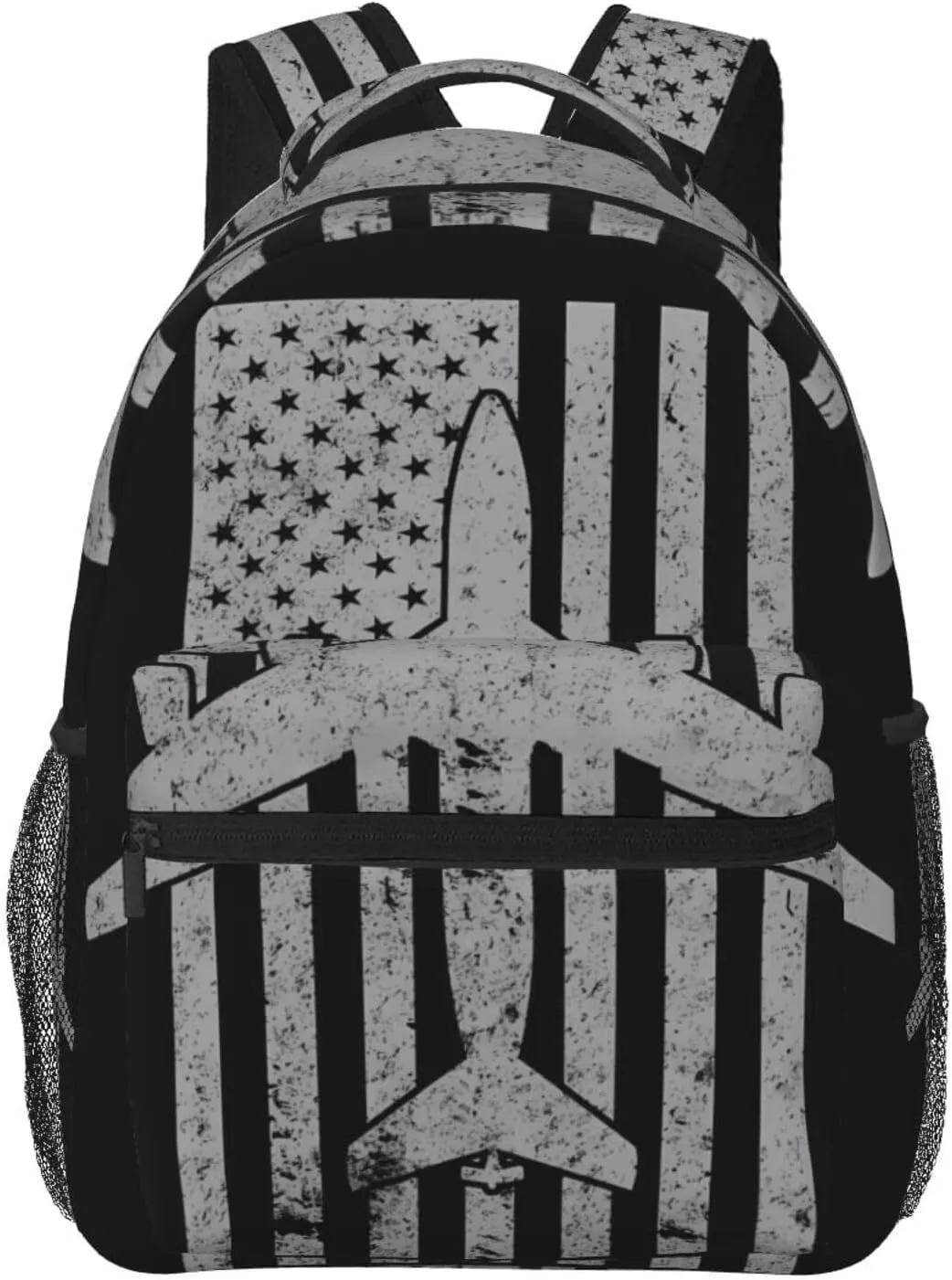 Kc-135 Stratotanker Military Tanker Aircraft Vintage Flag Backpack Casual Pack Bag Laptop Backpack With Side Pocket Front Zipper Pocket Bookpack Travel Daypack Picnic Rucksack