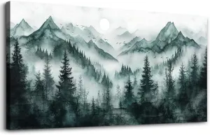 KELIYUAN Canvas Wall Decor For Living Room Bedroom Wall Art For Office Wall Decoration Pictures Modern Misty Forest Ink Landscape Painting Room Hallway Mural Ready To Hang Home Decoration 20x40 In