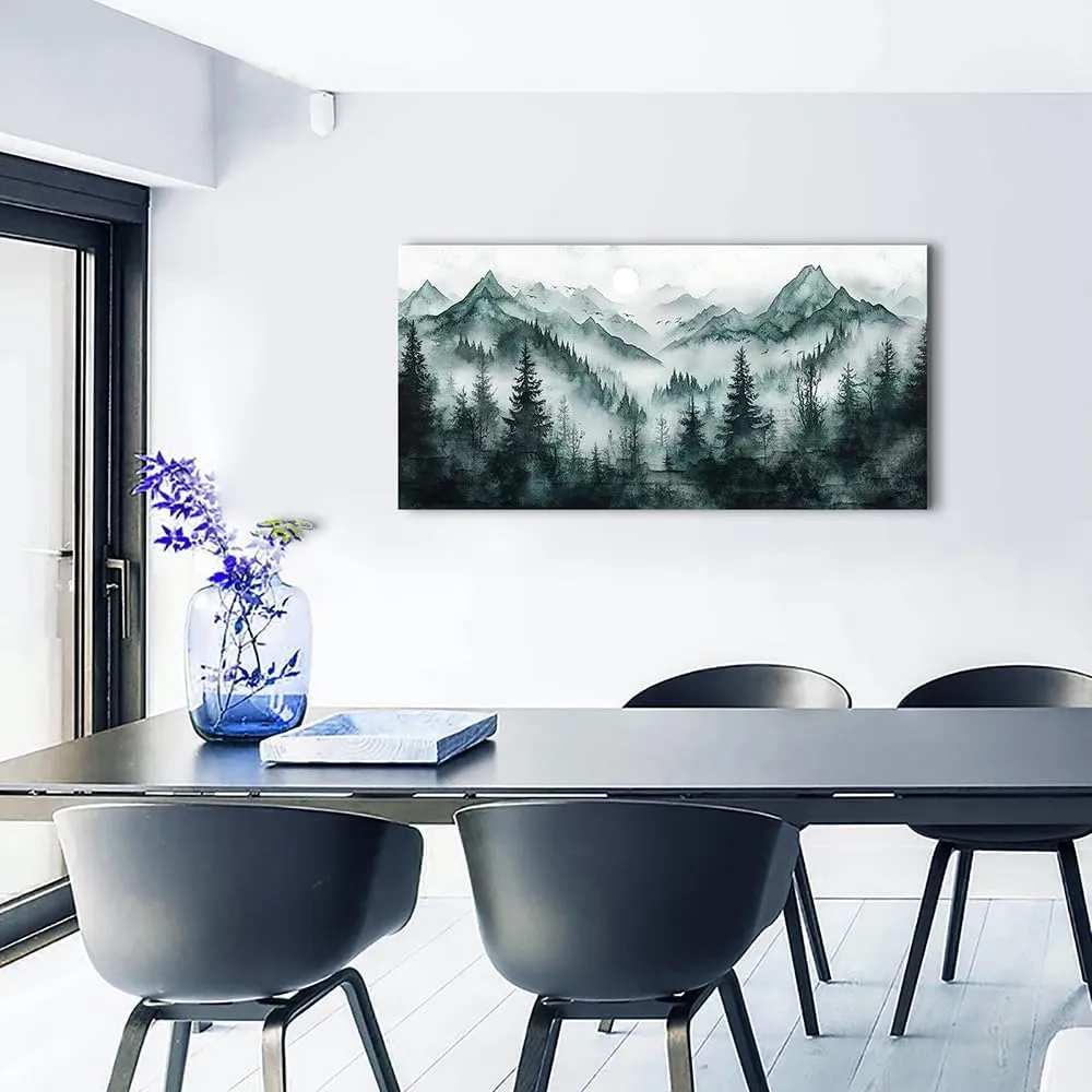 KELIYUAN Canvas Wall Decor For Living Room Bedroom Wall Art For Office Wall Decoration Pictures Modern Misty Forest Ink Landscape Painting Room Hallway Mural Ready To Hang Home Decoration 20x40 In