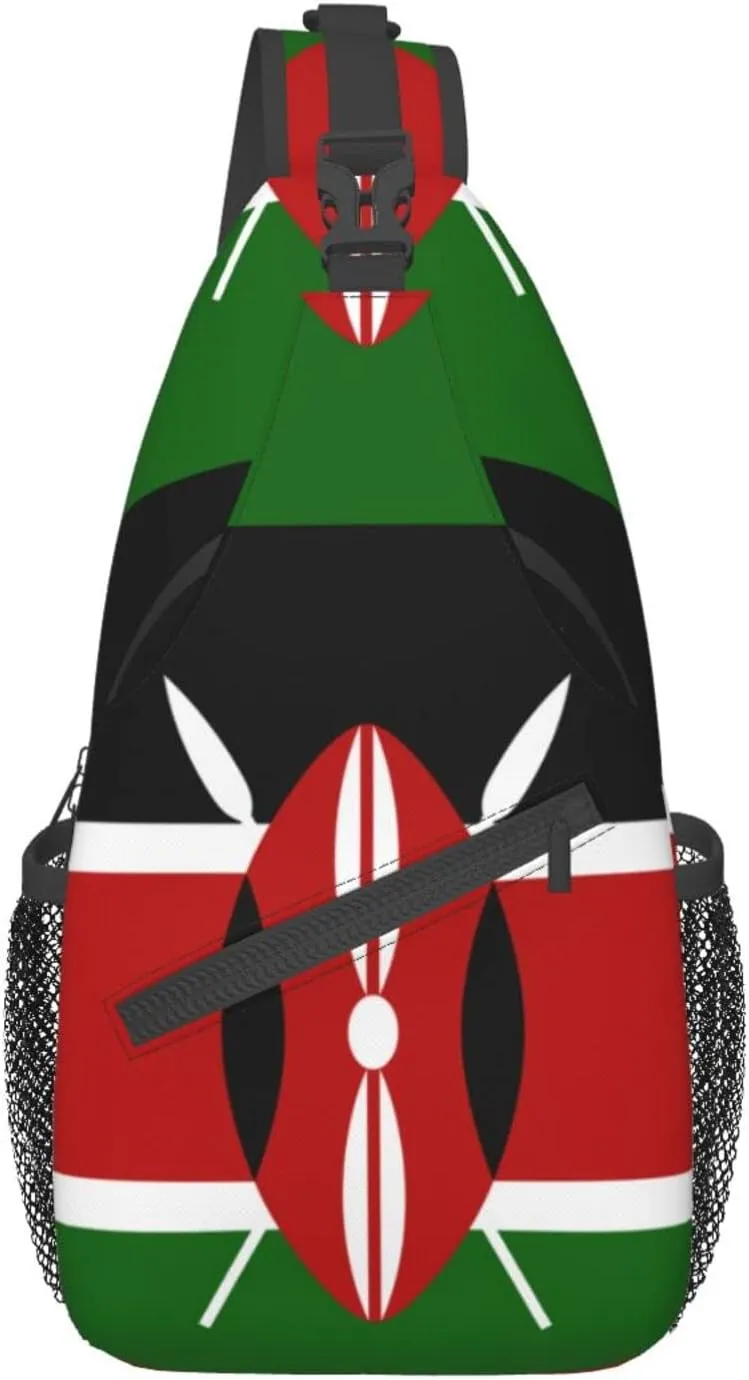 Kenya Flag Outdoor Cross-body Shoulder Bag, Unisex Backpack For Women Men Young Hiking Travel
