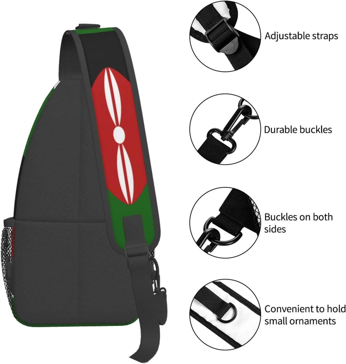 Kenya Flag Outdoor Cross-body Shoulder Bag, Unisex Backpack For Women Men Young Hiking Travel