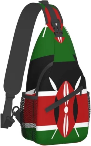 Kenya Flag Outdoor Cross-body Shoulder Bag, Unisex Backpack For Women Men Young Hiking Travel