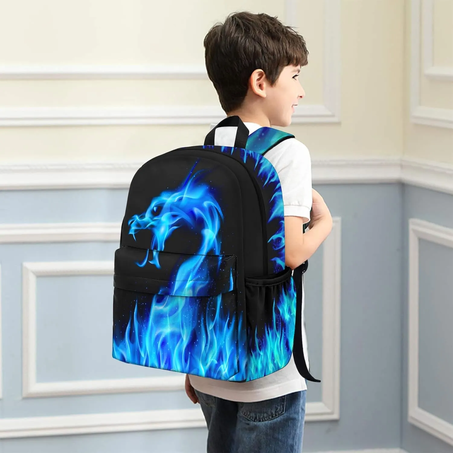 Kids Backpack for Boys，3PCS Boys Backpack with Lunch Box Set for Children Elementary Middle School Students，Lightweight School Bookbag for Travel and Daily Use