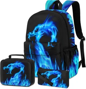 Kids Backpack for Boys，3PCS Boys Backpack with Lunch Box Set for Children Elementary Middle School Students，Lightweight School Bookbag for Travel and Daily Use