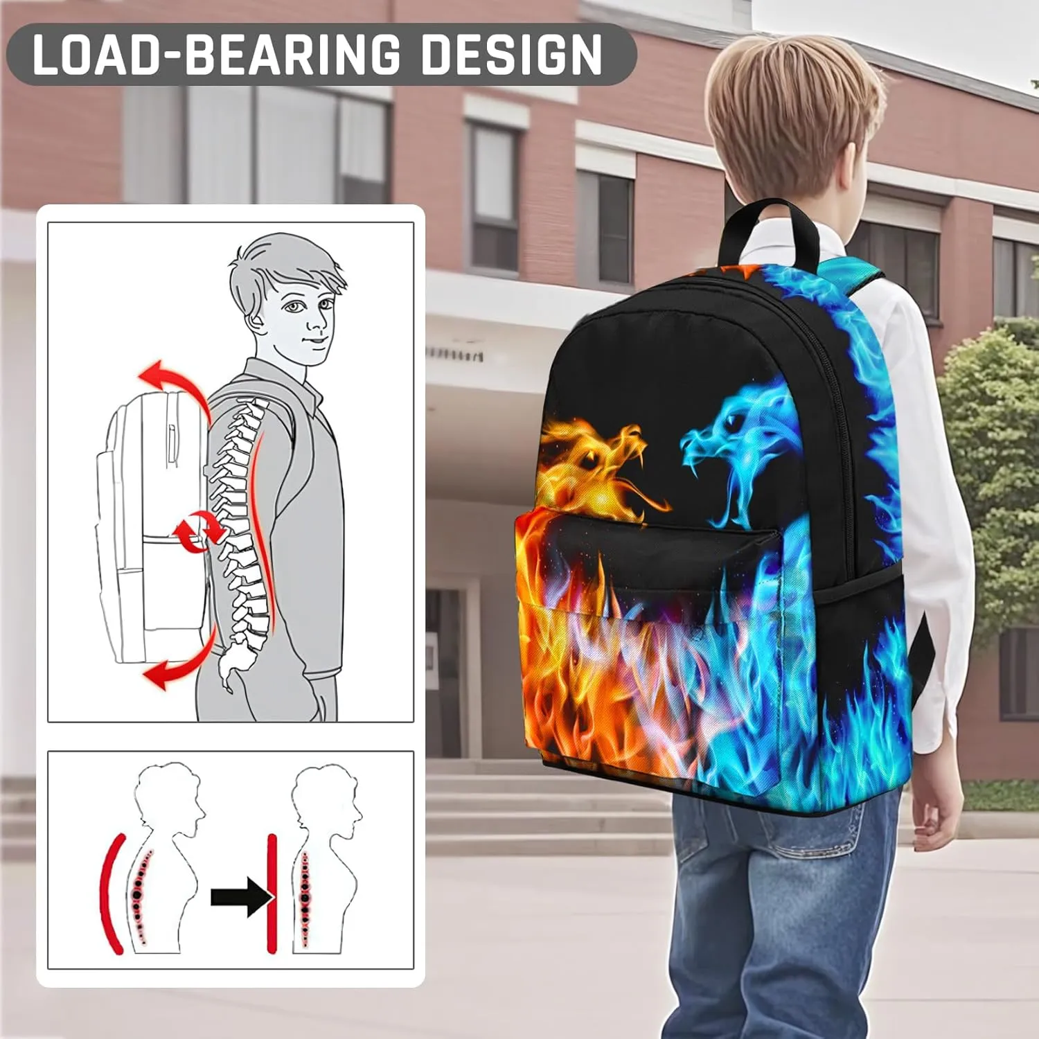 Kids Backpack for Boys，Cool Boys Backpack for Children Elementary Middle School Students，Lightweight School Bookbag for Travel and Daily Use