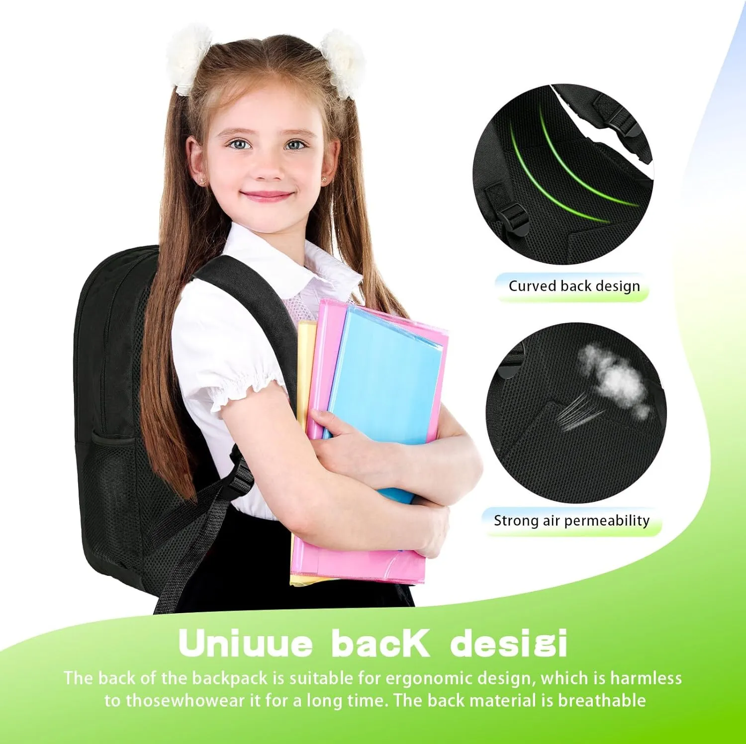 Kids Backpack Pop it Fidget Toys Backpack School Book Bag for 4-12 Year Old Boys and Girls Back to School Dual Compartments with Adjustable Straps Kids Holiday Gift Large 17" Green