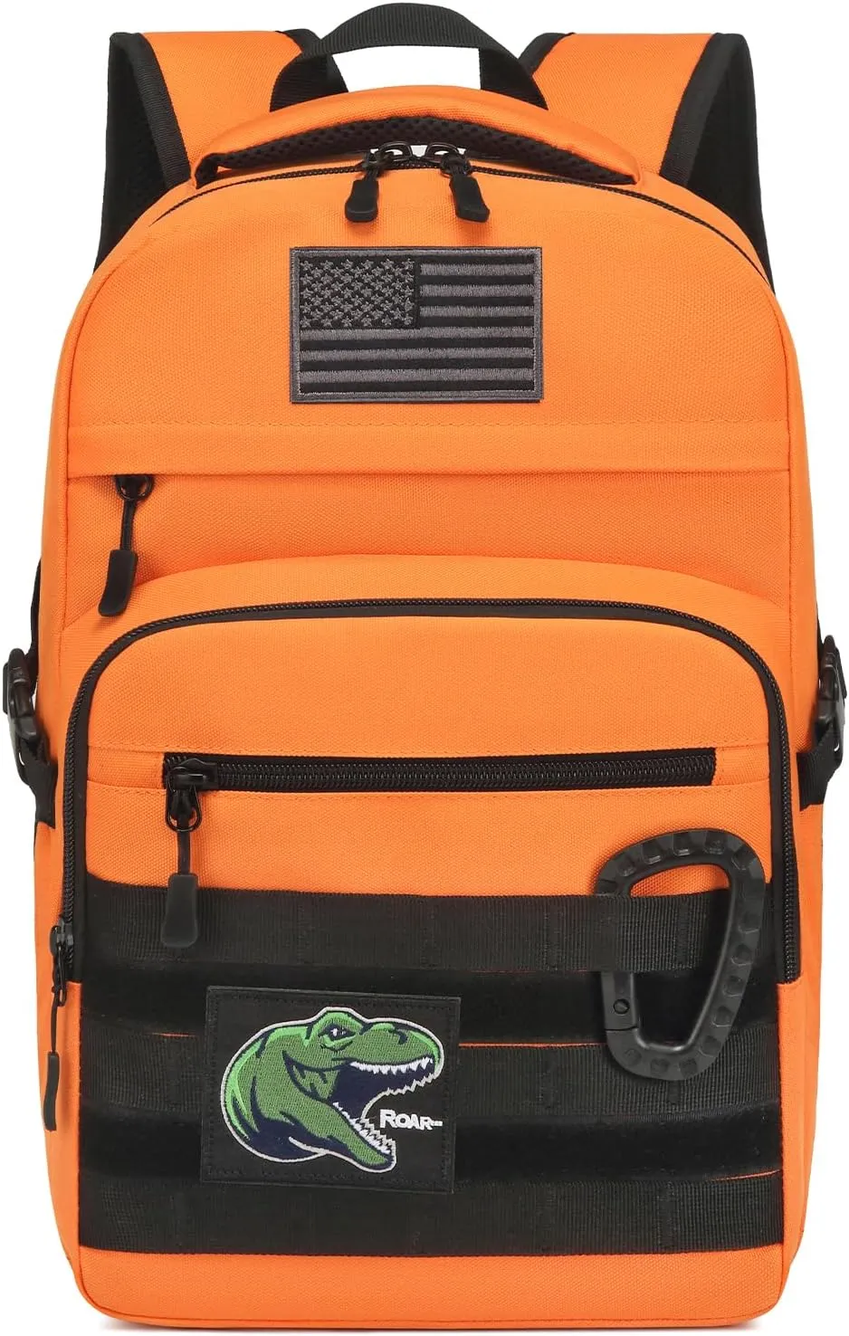 Kids Tactical Backpack Army Molle Bookbag Military Boys Backpack for School, Outdoor, Camping (Includes 2 Patches 1Carabiner), Orange