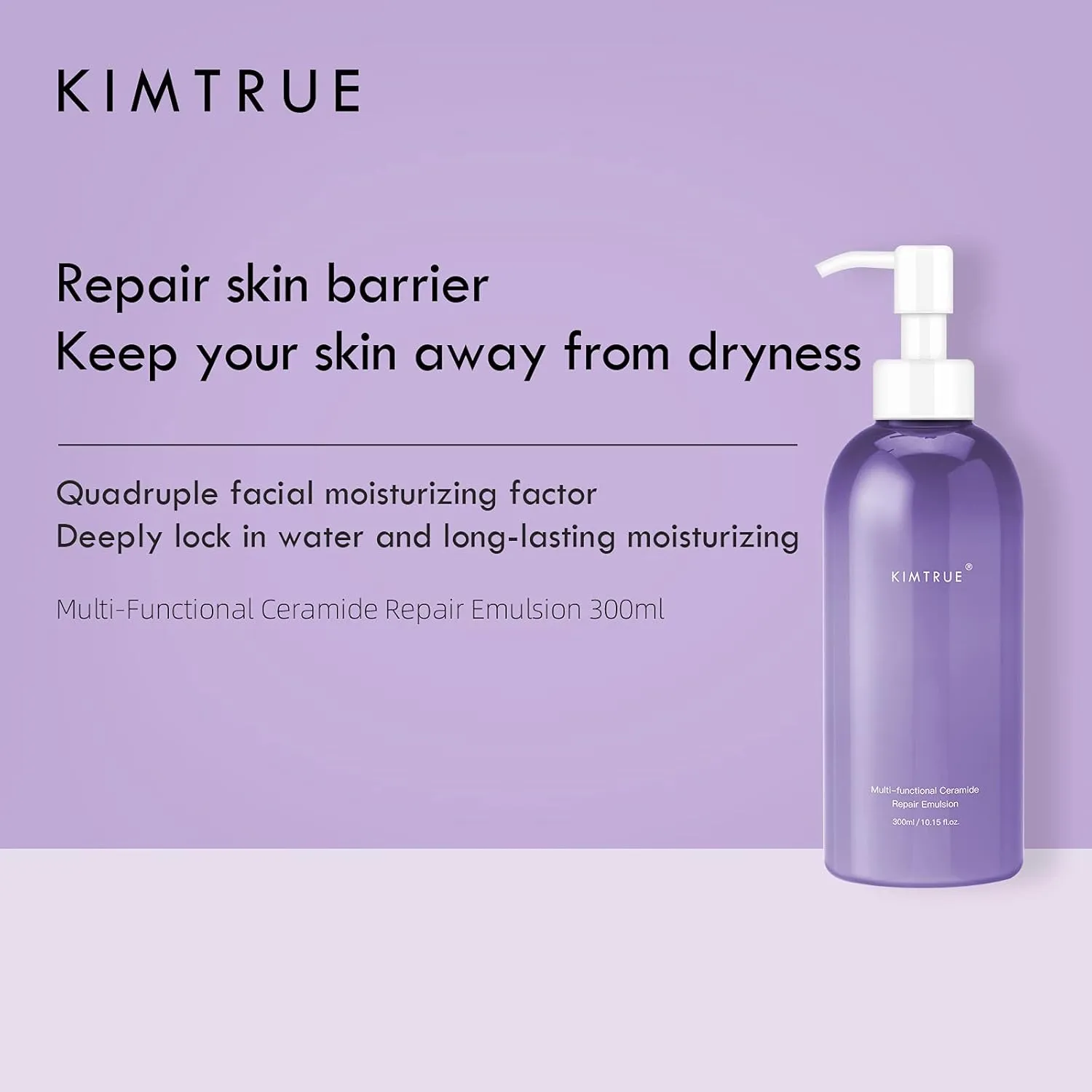Kimtrue Body Lotion Multi-Functional Ceramide Emulsion with Hyaluronic Acid, Non-Greasy body creams for dry skin -10.15fl oz (Ceramide Body Lotion, 300ml)