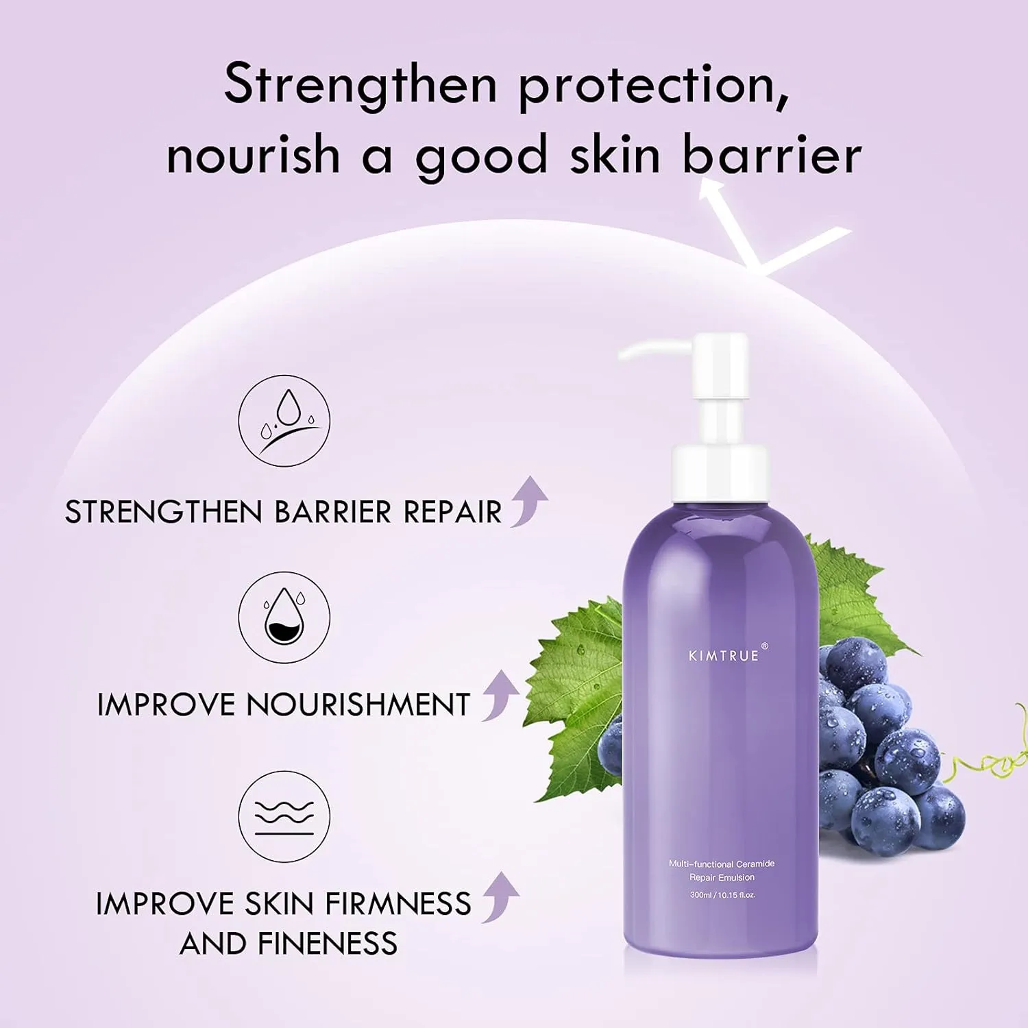 Kimtrue Body Lotion Multi-Functional Ceramide Emulsion with Hyaluronic Acid, Non-Greasy body creams for dry skin -10.15fl oz (Ceramide Body Lotion, 300ml)