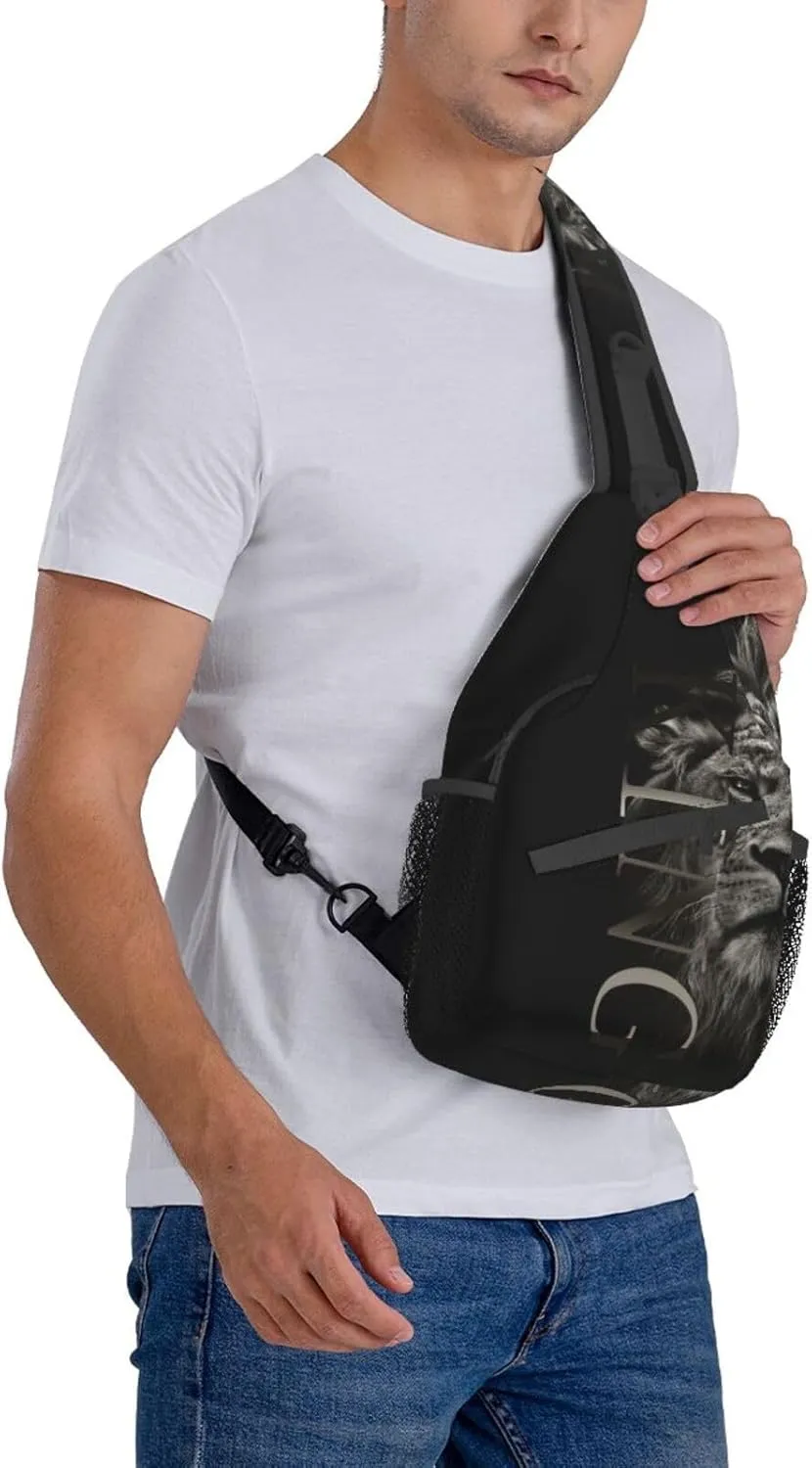 King Shoulder Bag Lion Sling Backpack Daypack Casual Backpack Hiking Bag Men Backpack Bag