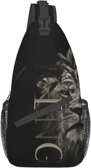 King Shoulder Bag Lion Sling Backpack Daypack Casual Backpack Hiking Bag Men Backpack Bag