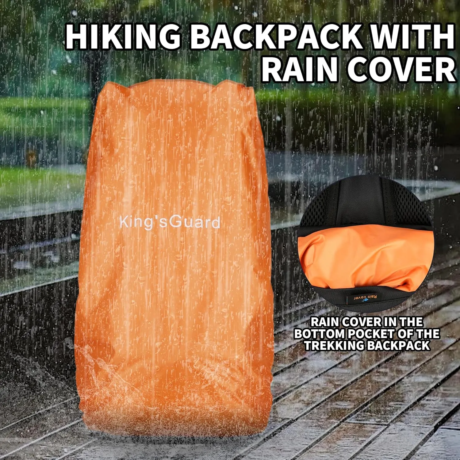 King'sGuard 60L Hiking Backpack, Waterproof Camping Backpacking Backpack for Men Outdoor Traveling Climbing Daypack with Rain Cover (Red)
