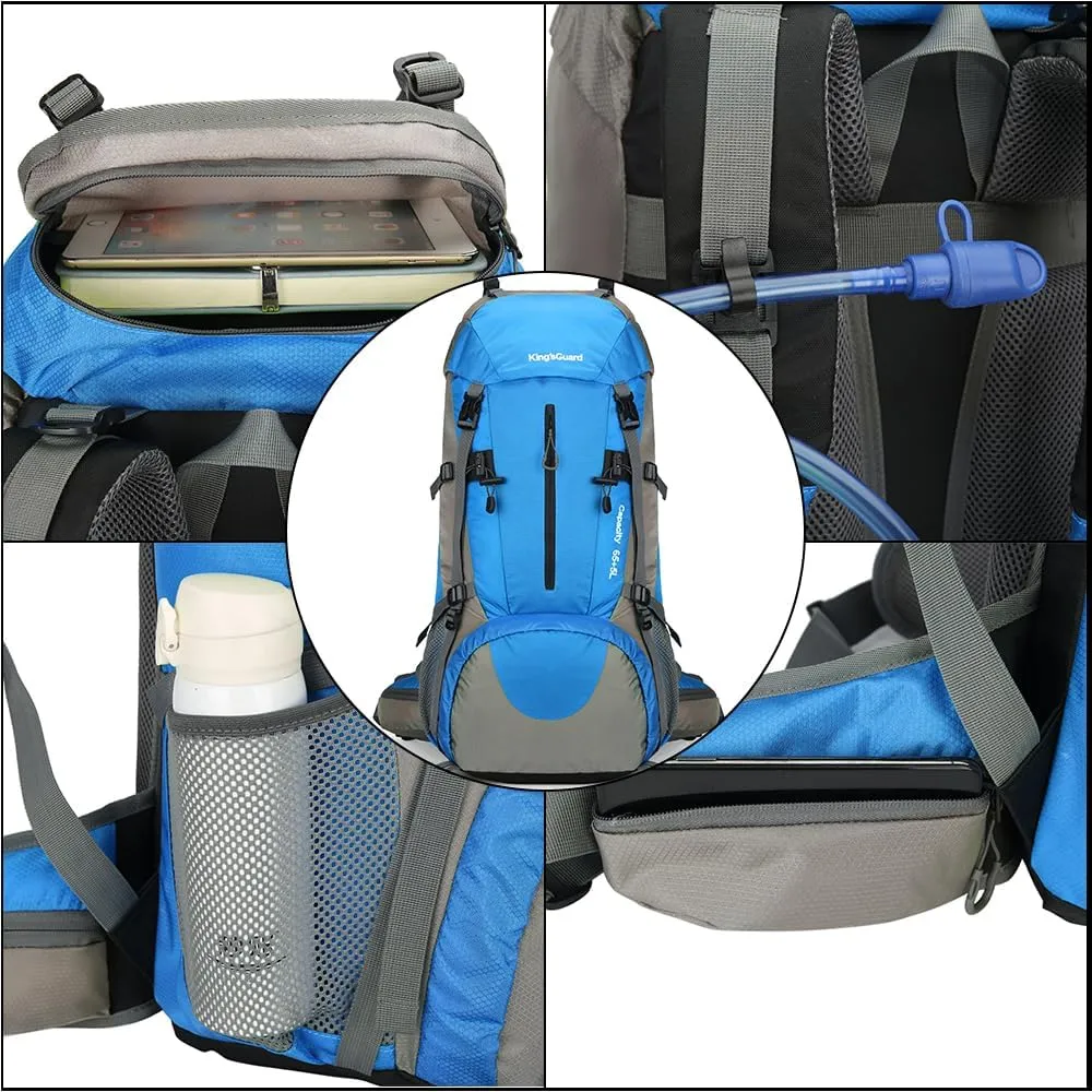 King'sGuard 70L Hiking Backpack with Rain Cover Lightweight Travel Backpack Waterproof Camping Backpack