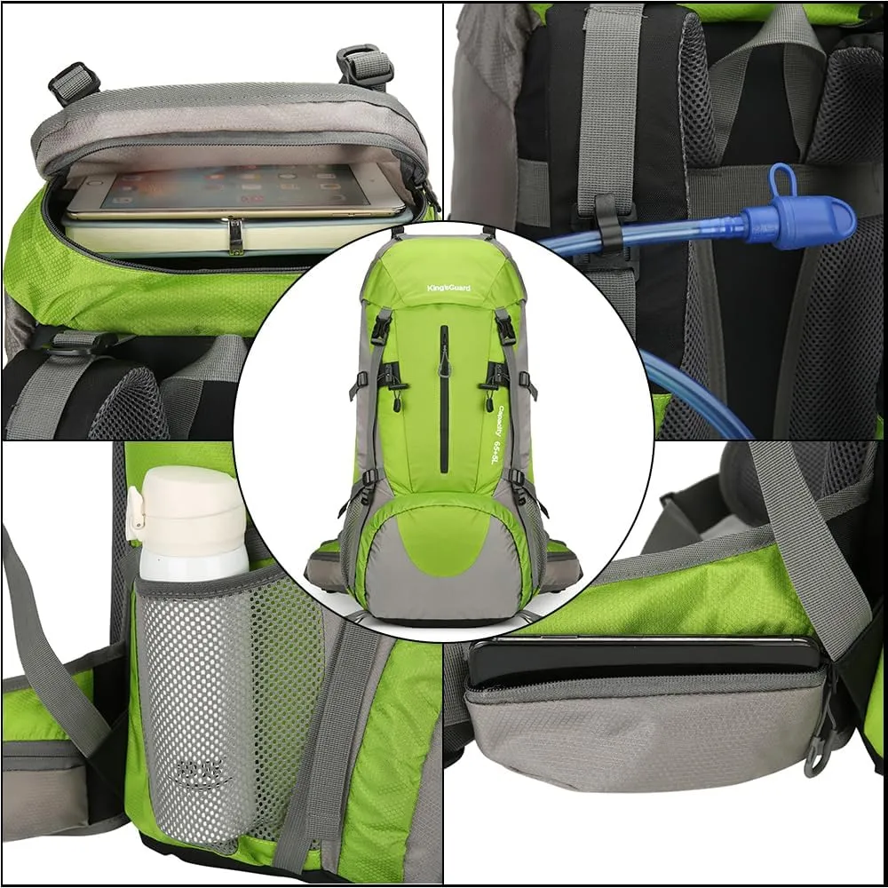 King'sGuard 70L Hiking Backpack with Rain Cover Lightweight Travel Backpack Waterproof Camping Backpack
