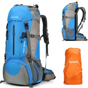 King'sGuard 70L Hiking Backpack with Rain Cover Lightweight Travel Backpack Waterproof Camping Backpack