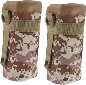Kisangel Camouflage Water Bottle Holder 2-Pack Anti-wear Nylon Portable Sturdy for Outdoor Activities