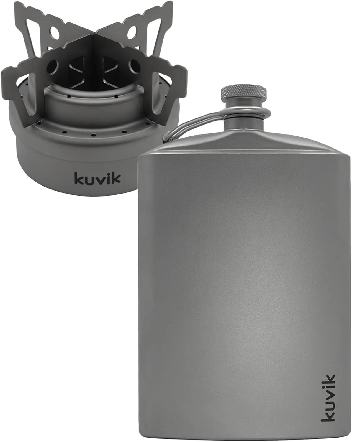 Kuvik Titanium Alcohol Stove & 260ml (8.8 oz) Titanium Flask Bundle