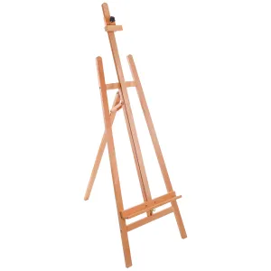 La Jolla Classic 64" to 89" High Lyre Style Studio A-Frame Easel - Artists Floor Stand, Sturdy Beechwood, Adjustable Height To 48" Canvas - Painting