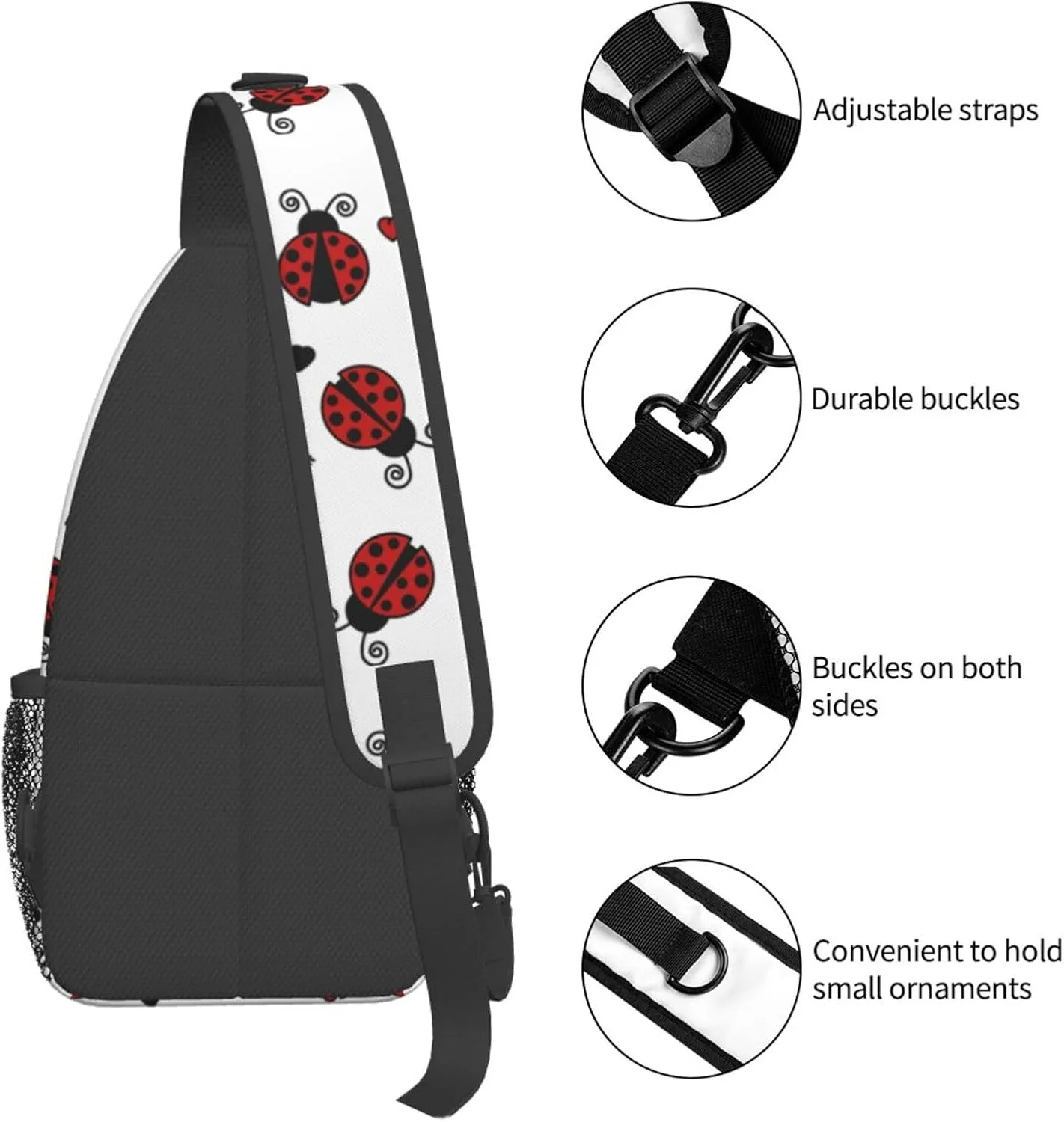 Ladybug Shoulder Bag Ladybird Sling Backpack Daypack Casual Backpack Hiking Bag Cute Backpack Bag