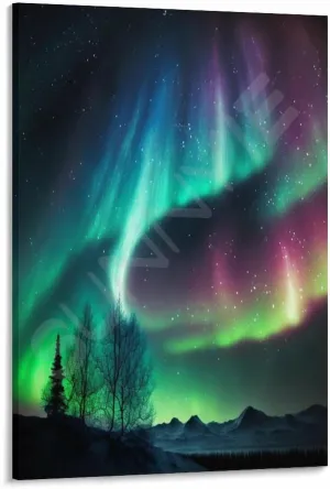 Landscape Aurora1 in Alaska Scenic Spots Poster (5) Canvas for Bedroom Living Room Decor 12x18inch(30x45cm) Frame-style