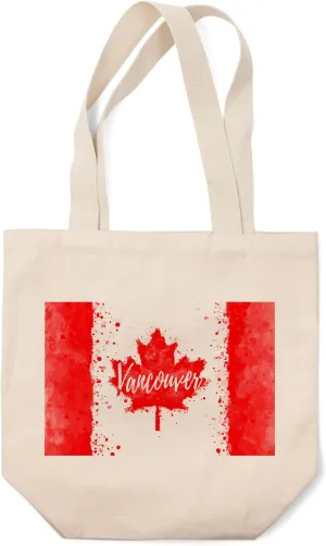 Lantern Press Vancouver, Canada, Canadian Flag, Watercolor (100% Cotton Canvas Reusable Tote Bag)