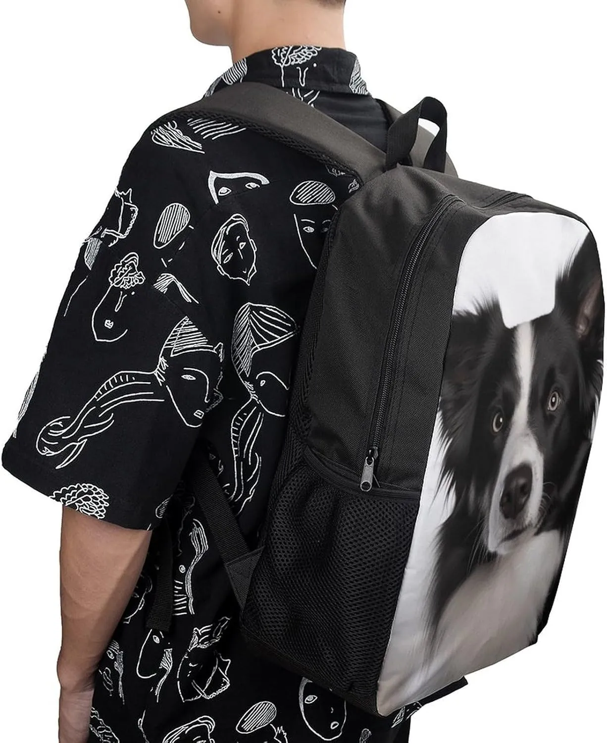 Laptop Backpack for Men 17 Inch Border Collie Work Casual Backpack Lightweight Travel Shoulder Bag