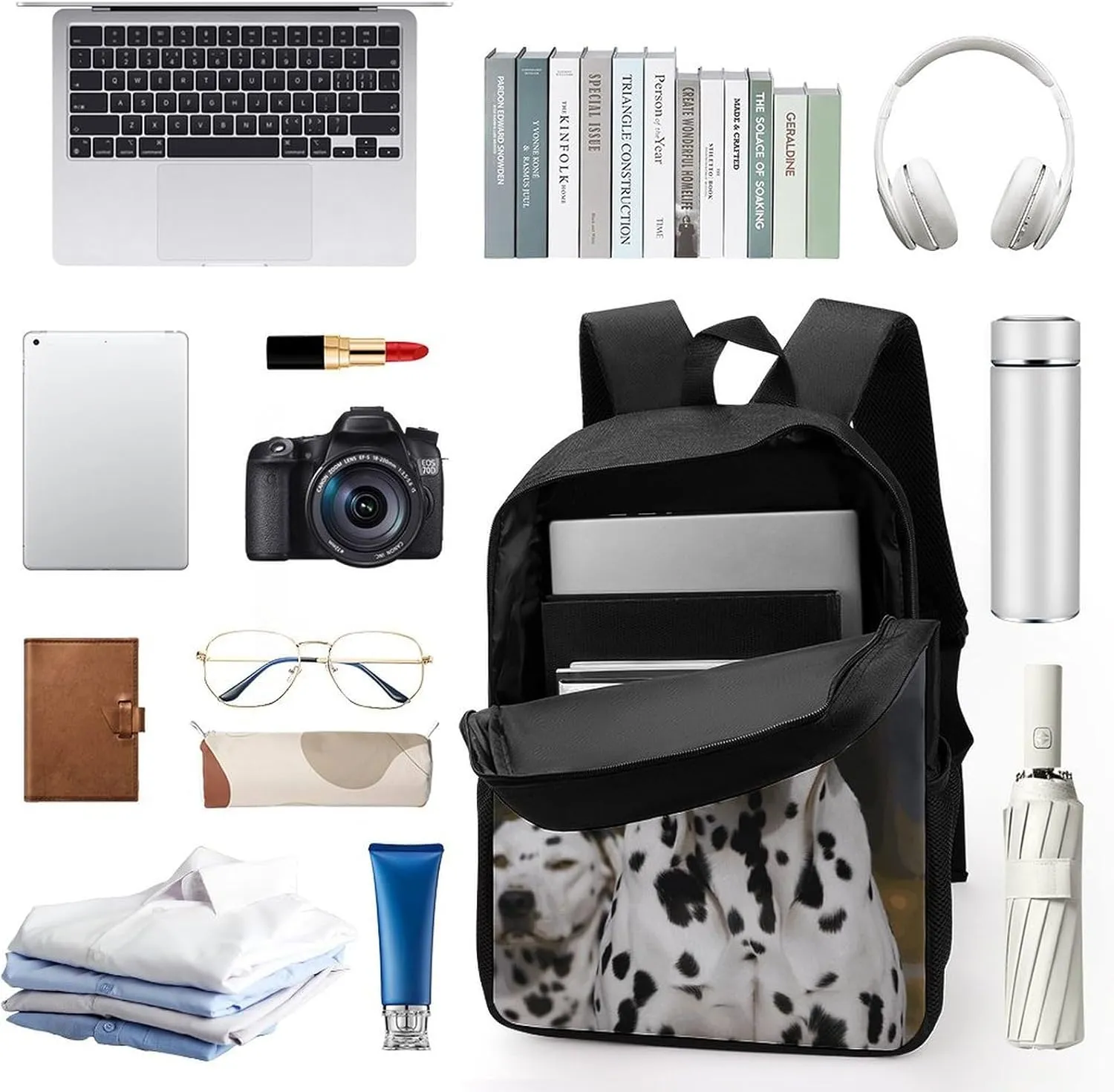 Laptop Backpack for Men 17 Inch Dalmatian Dog Work Casual Backpack Lightweight Travel Shoulder Bag