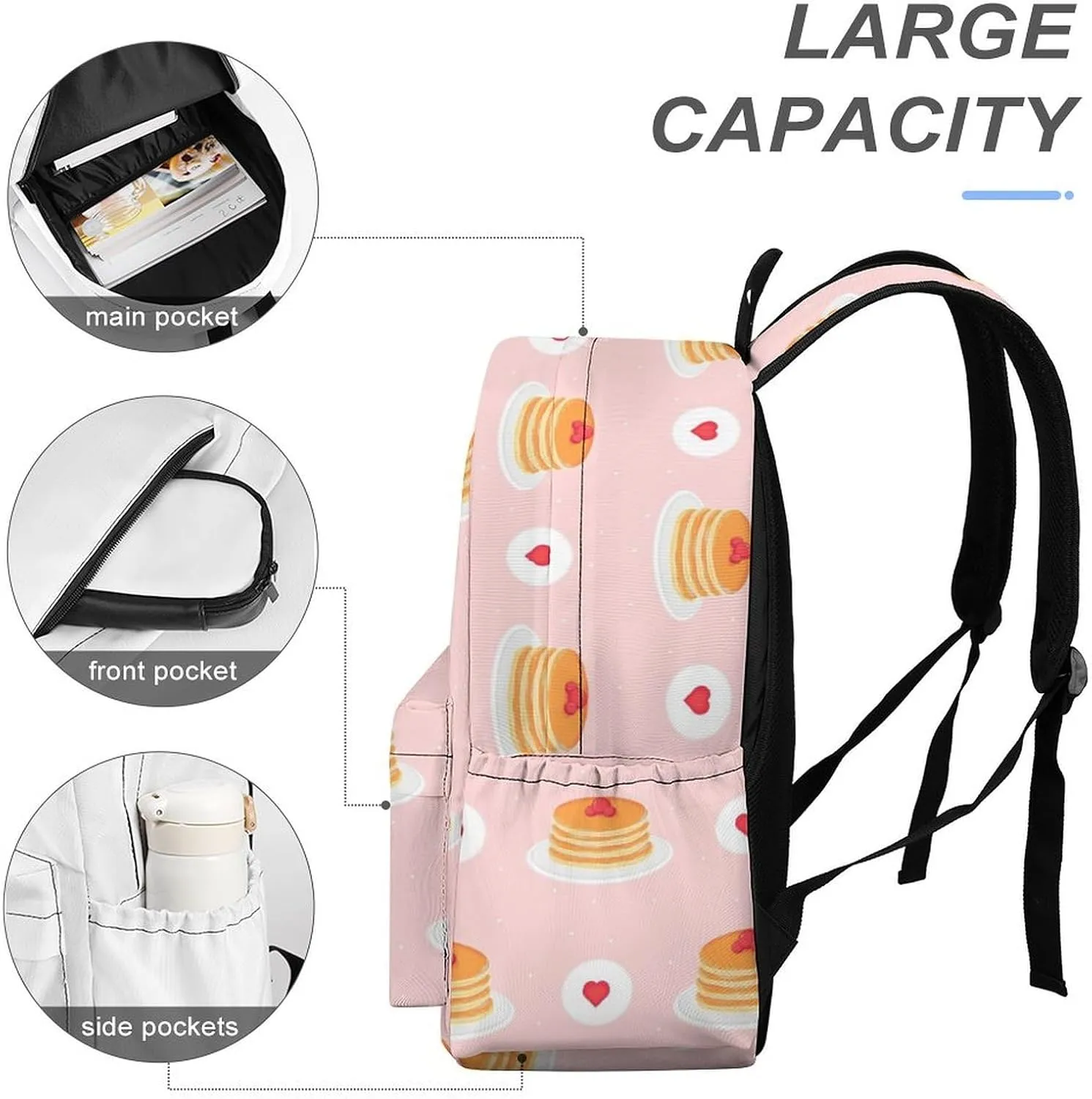 Laptop Backpack for Men Women Cute Pancakes Berries Travel Work Backpack with Compartment Large Capacity Daypack Business Work Bag
