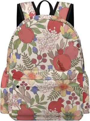 Laptop Backpack for Men Women Pomegranate Leaf And Flowers Travel Work Backpack with Compartment Large Capacity Daypack Business Work Bag
