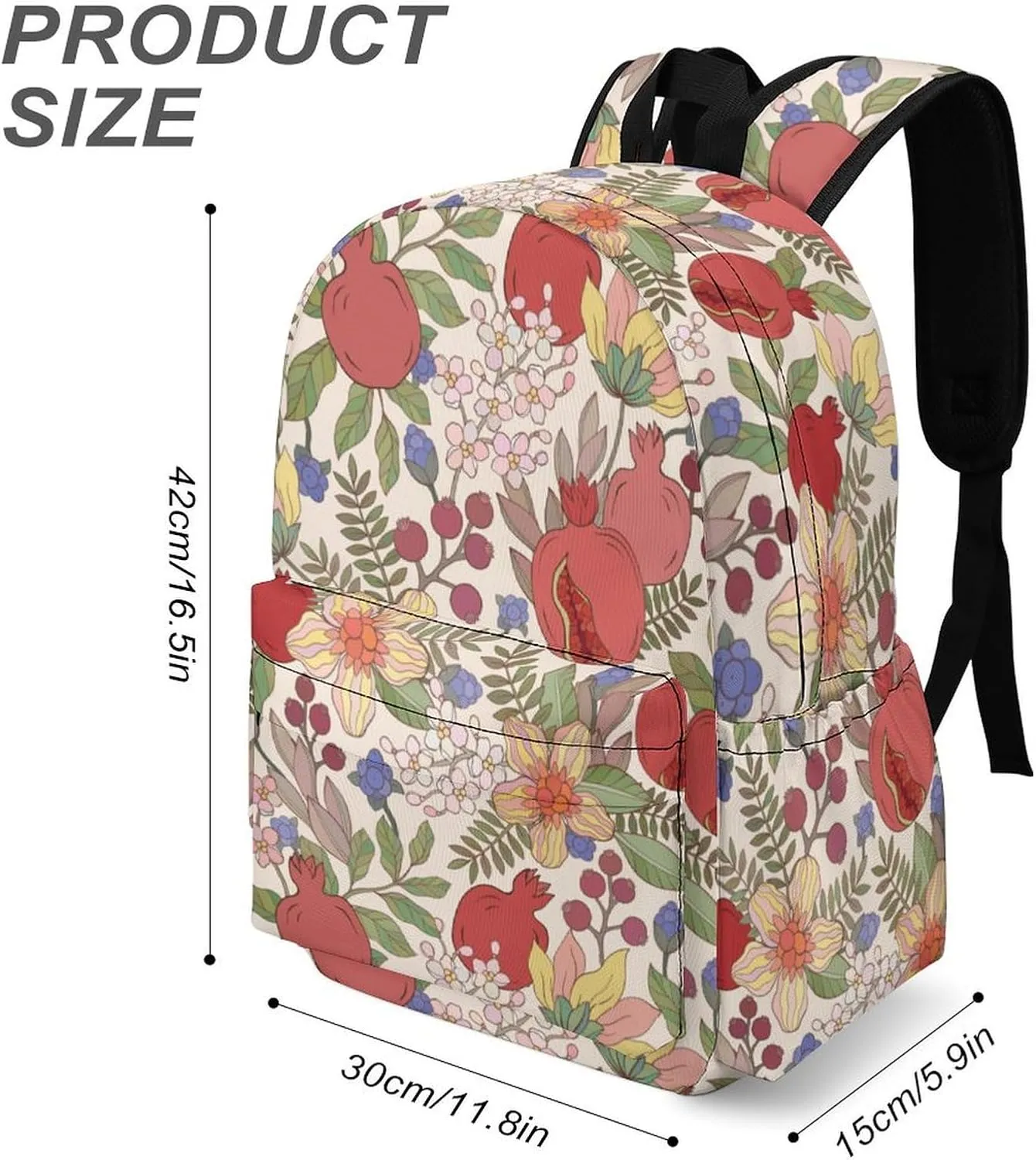 Laptop Backpack for Men Women Pomegranate Leaf And Flowers Travel Work Backpack with Compartment Large Capacity Daypack Business Work Bag