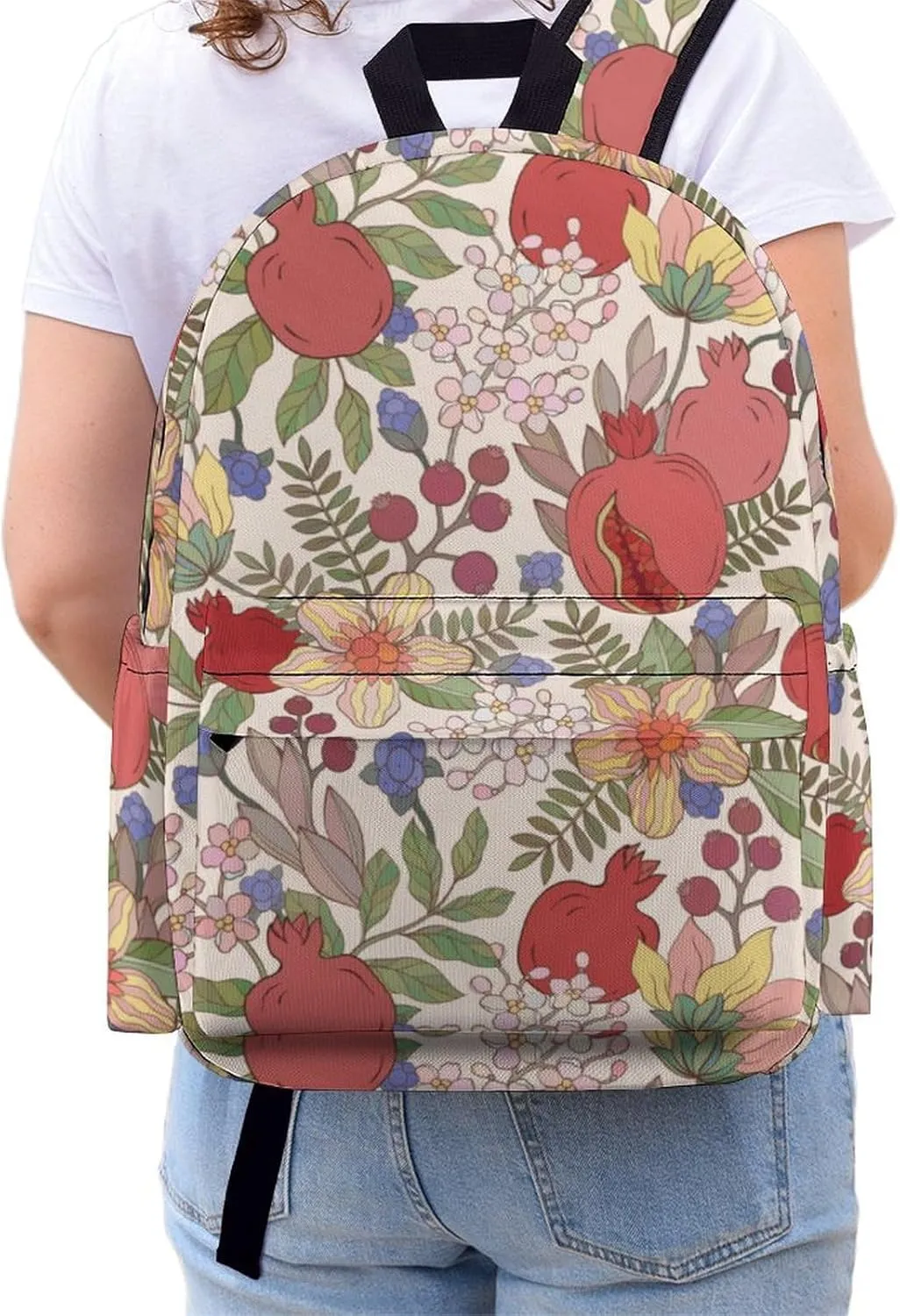 Laptop Backpack for Men Women Pomegranate Leaf And Flowers Travel Work Backpack with Compartment Large Capacity Daypack Business Work Bag