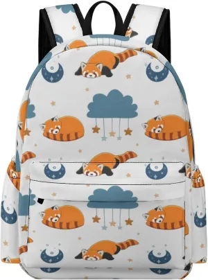 Laptop Backpack for Men Women Red Panda Moon Travel Work Backpack with Compartment Large Capacity Daypack Business Work Bag