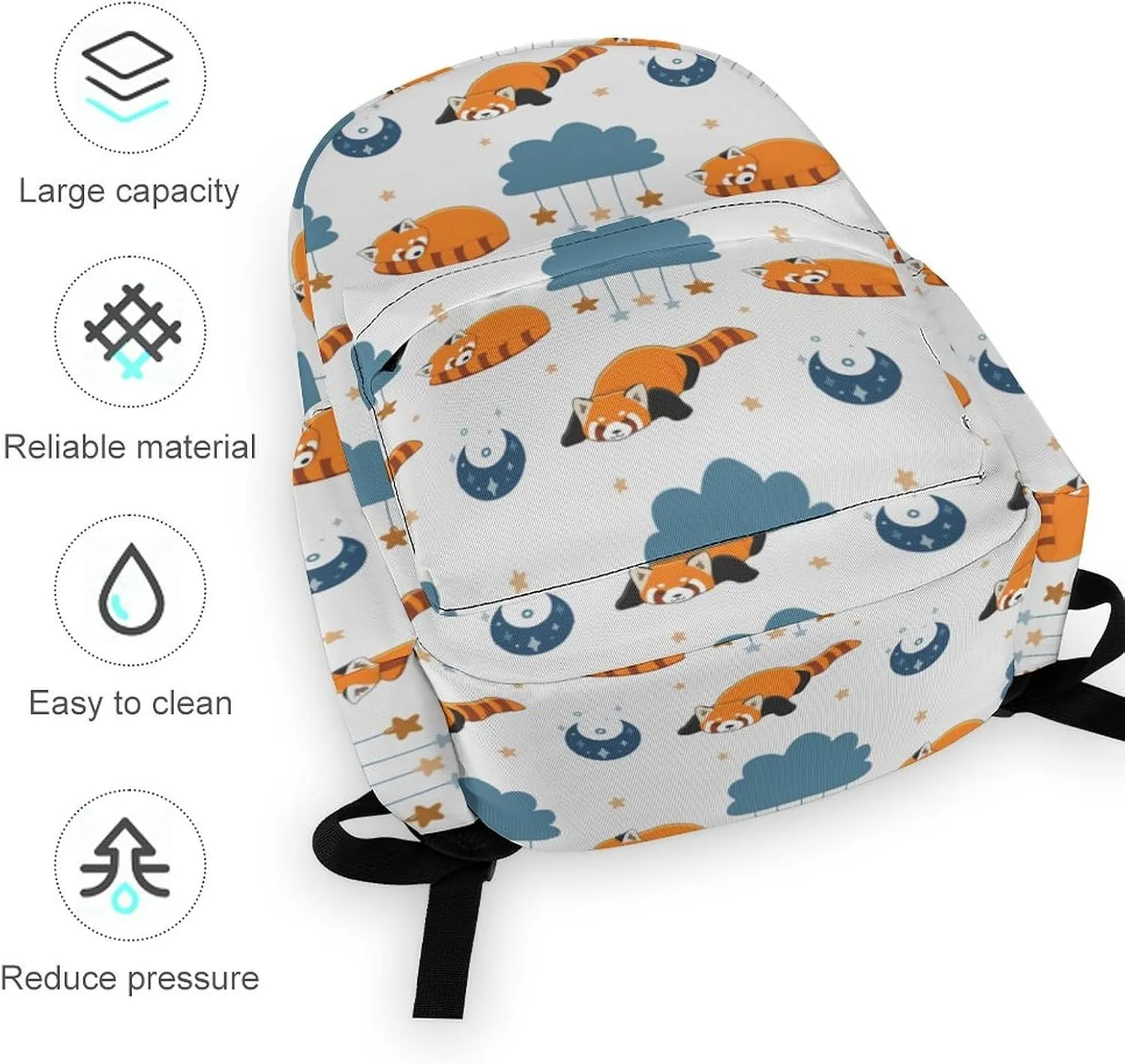 Laptop Backpack for Men Women Red Panda Moon Travel Work Backpack with Compartment Large Capacity Daypack Business Work Bag