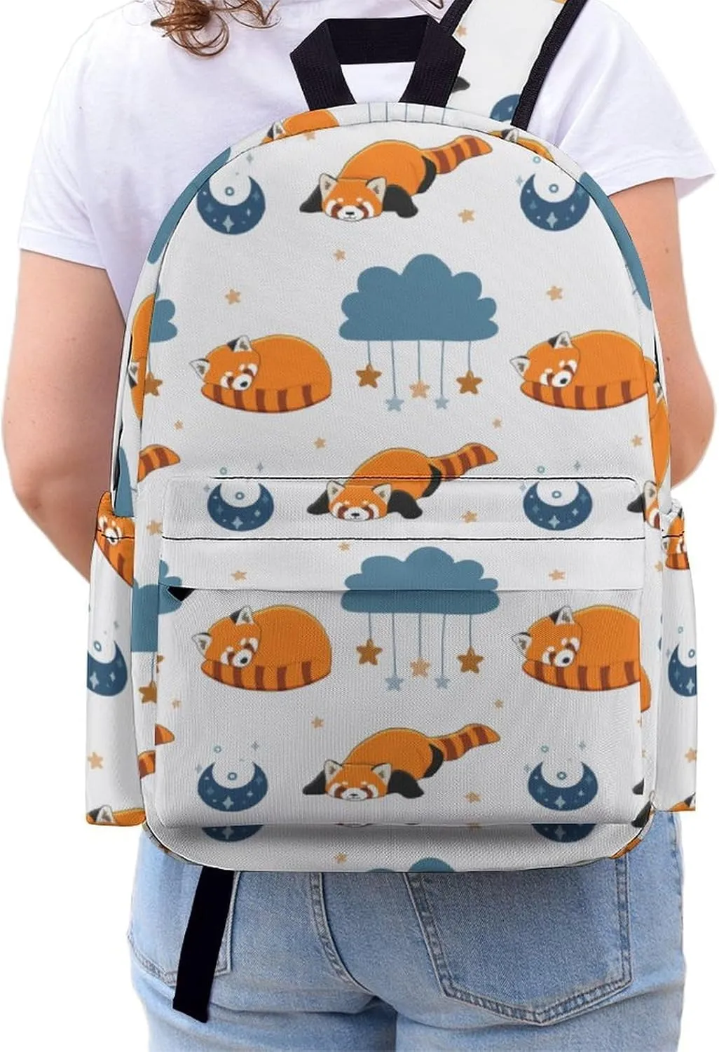 Laptop Backpack for Men Women Red Panda Moon Travel Work Backpack with Compartment Large Capacity Daypack Business Work Bag