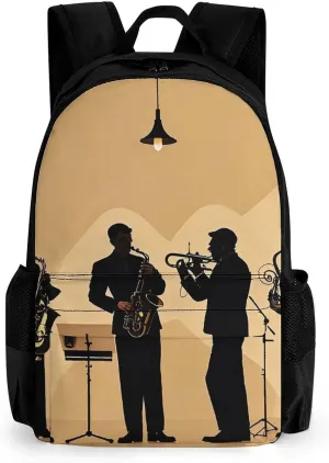 Laptop Backpack for Men Women Silhouette of A Jazz Quartet Performing Backpack Casual Bag Travel Backpack Simple Bag for Hiking