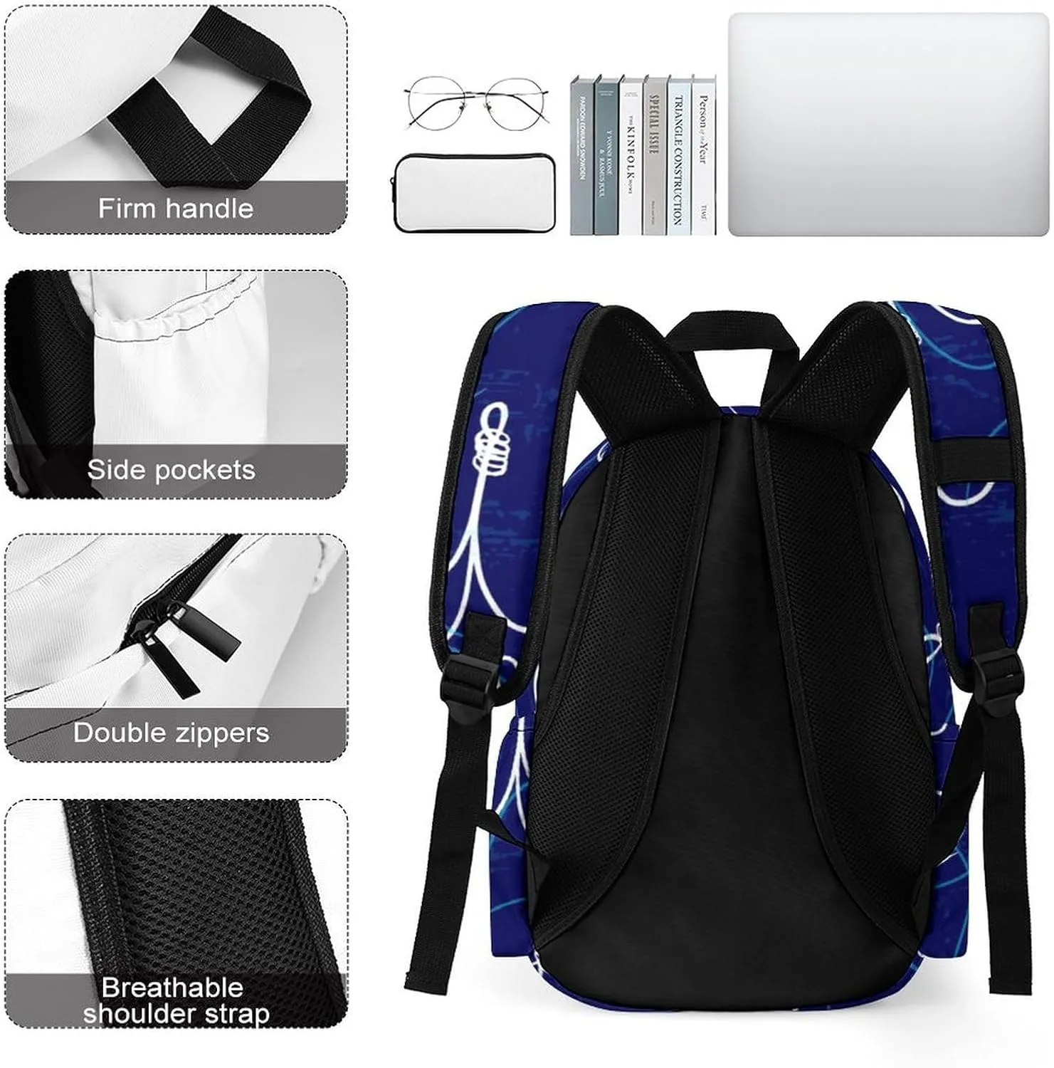 Laptop Backpack for Men Women Summer Fishing Hooks Travel Work Backpack with Compartment Large Capacity Daypack Business Work Bag
