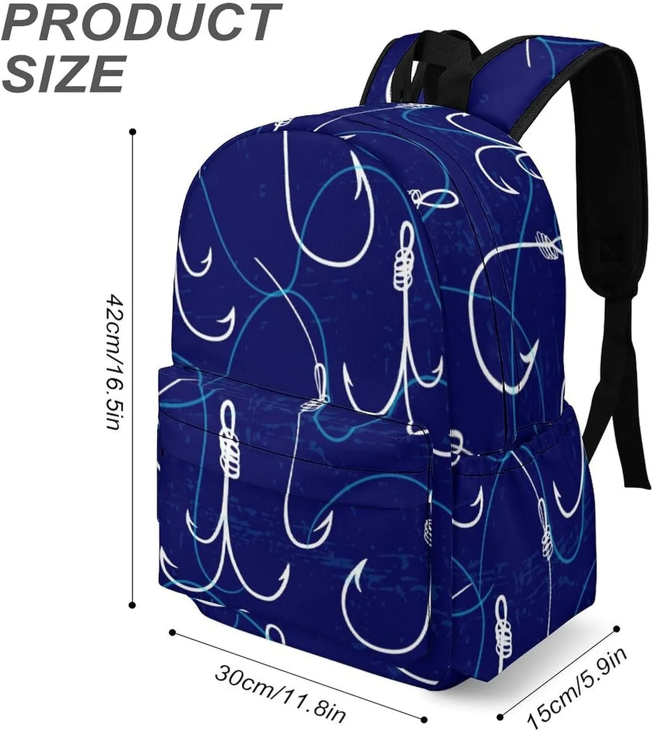 Laptop Backpack for Men Women Summer Fishing Hooks Travel Work Backpack with Compartment Large Capacity Daypack Business Work Bag