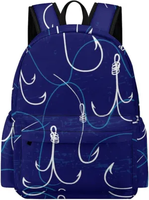 Laptop Backpack for Men Women Summer Fishing Hooks Travel Work Backpack with Compartment Large Capacity Daypack Business Work Bag