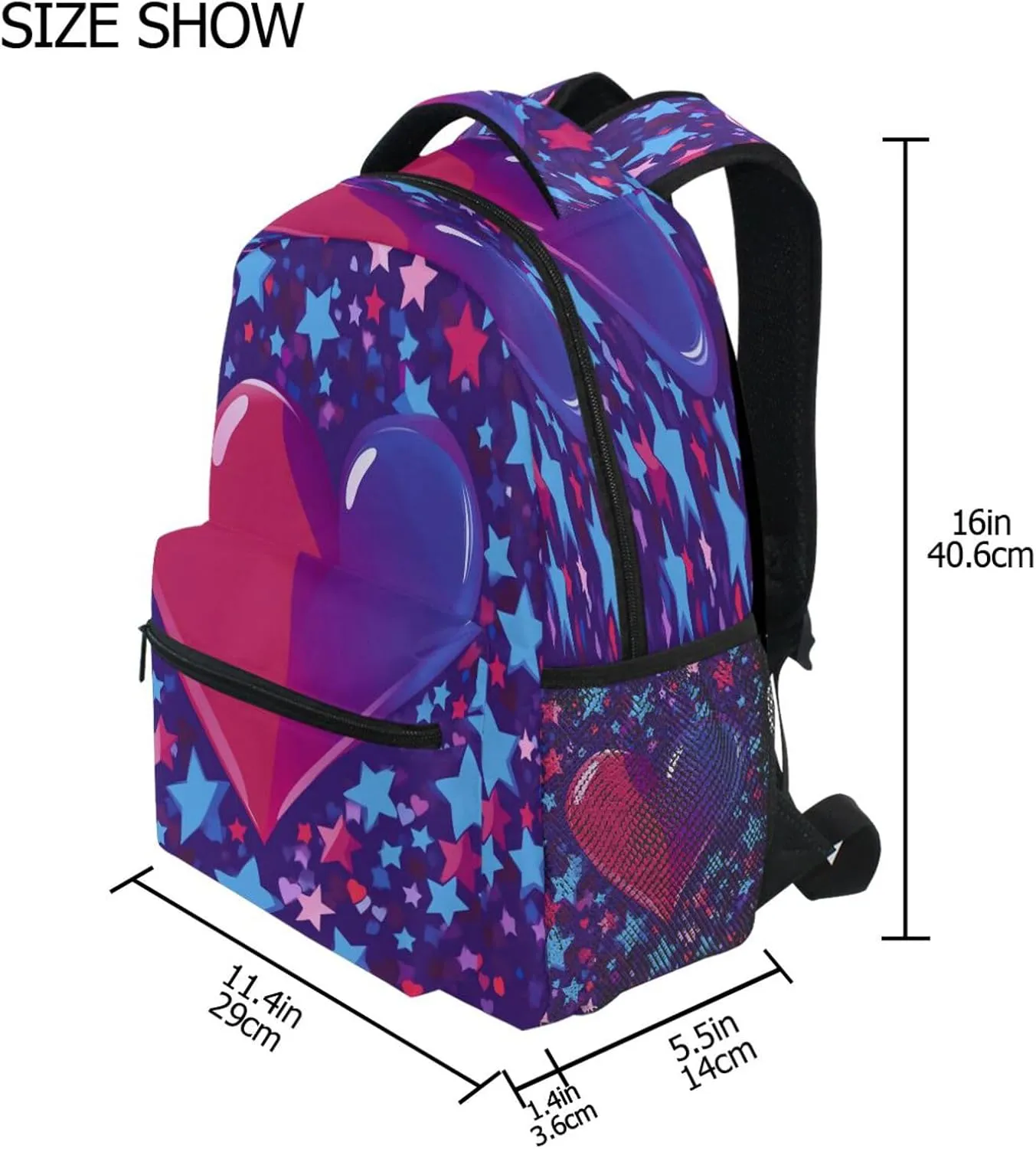 Laptop Backpack for Teacher Nurse Waterproof Laptop Bag with Chest Strap for College Work Purple Heart Day Red and Blue Stars