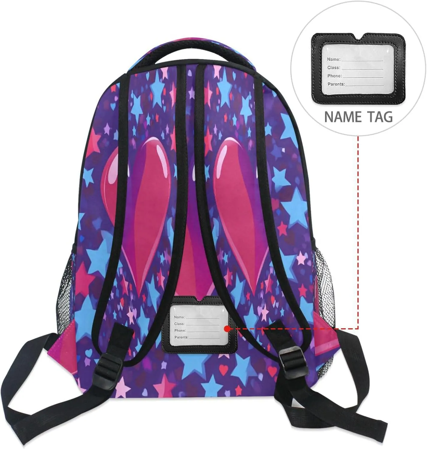 Laptop Backpack for Teacher Nurse Waterproof Laptop Bag with Chest Strap for College Work Purple Heart Day Red and Blue Stars
