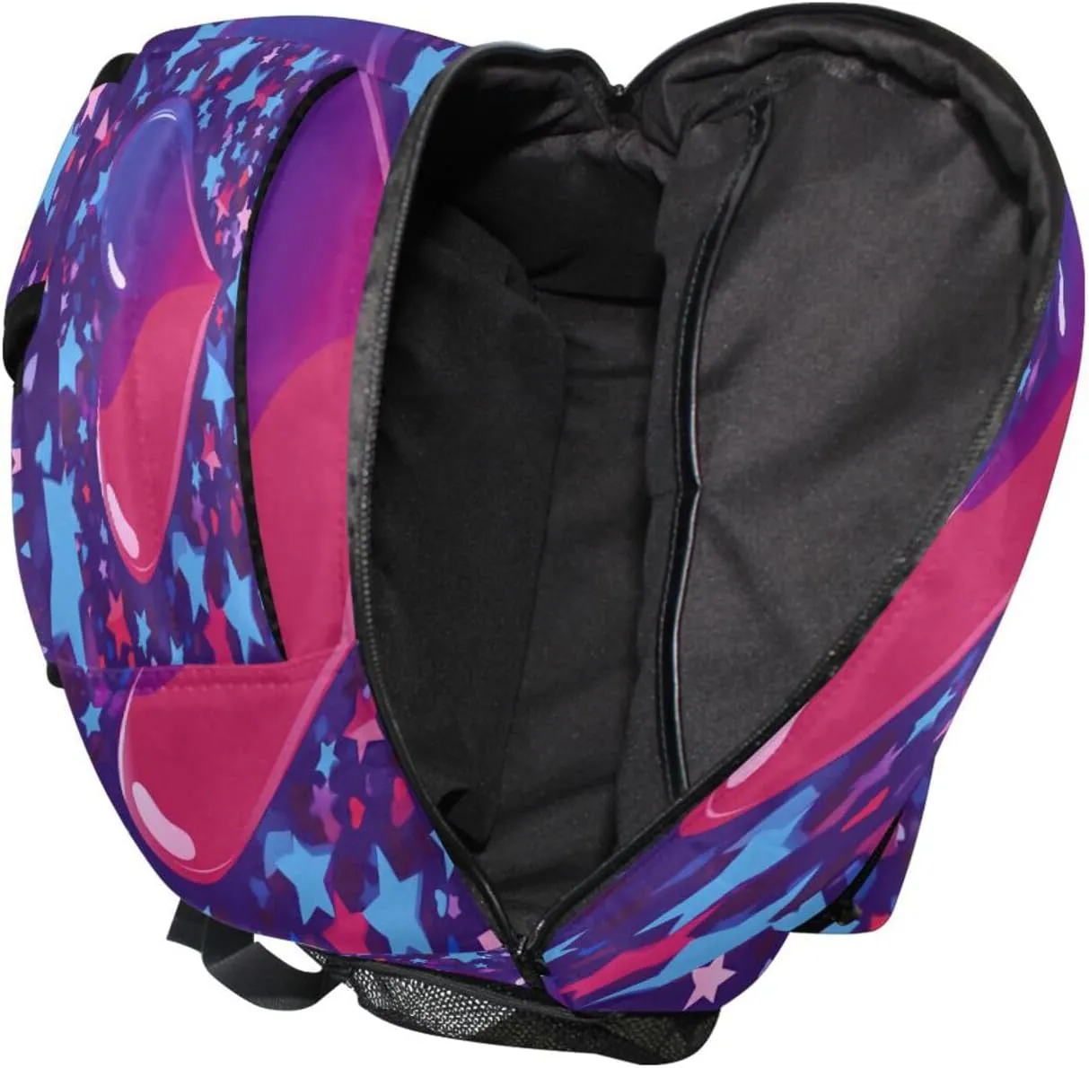 Laptop Backpack for Teacher Nurse Waterproof Laptop Bag with Chest Strap for College Work Purple Heart Day Red and Blue Stars