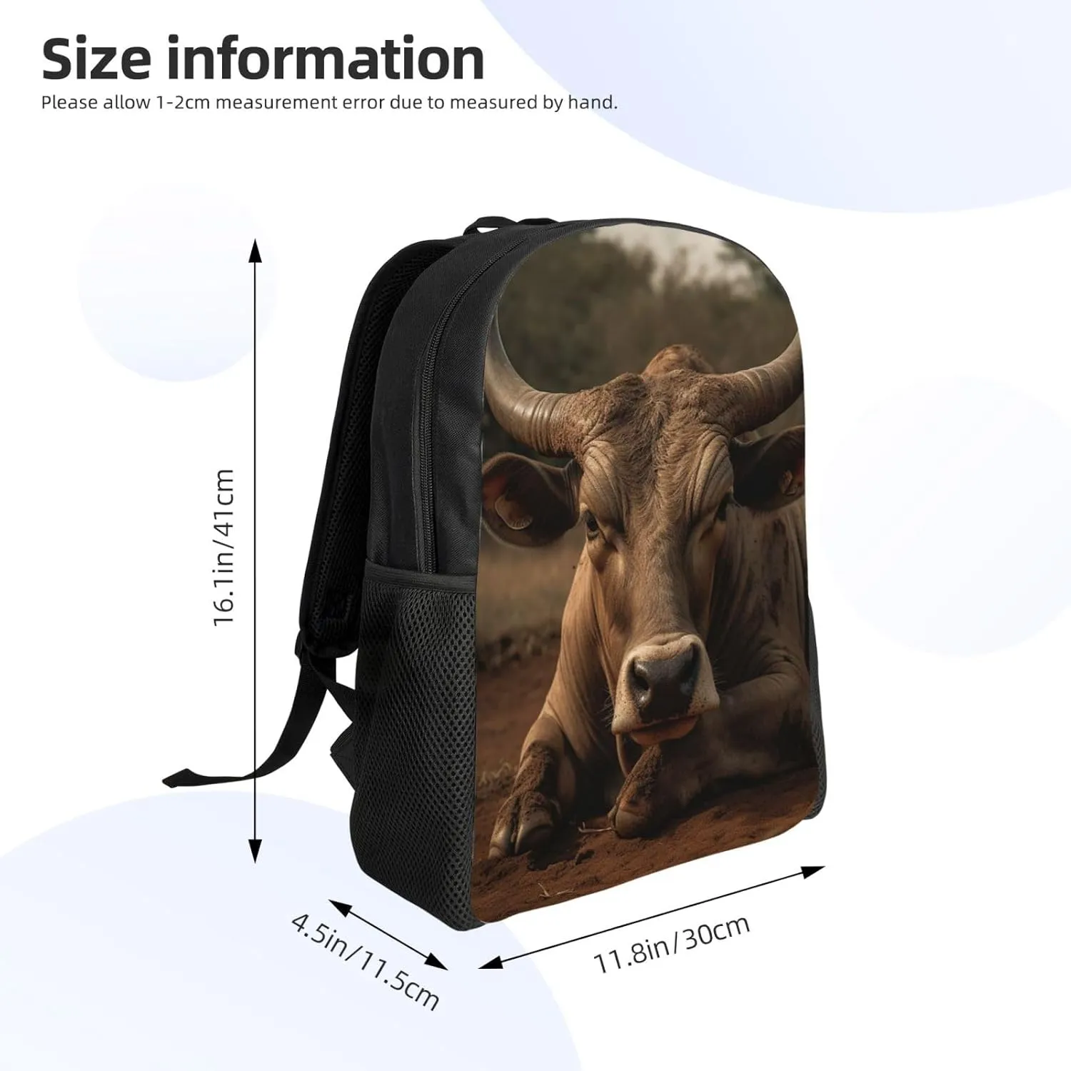 Laptop Backpack for Women Men Carry-on Backpack Bull Resting in the Field Daypack Lightweight Travel Shoulder Bags