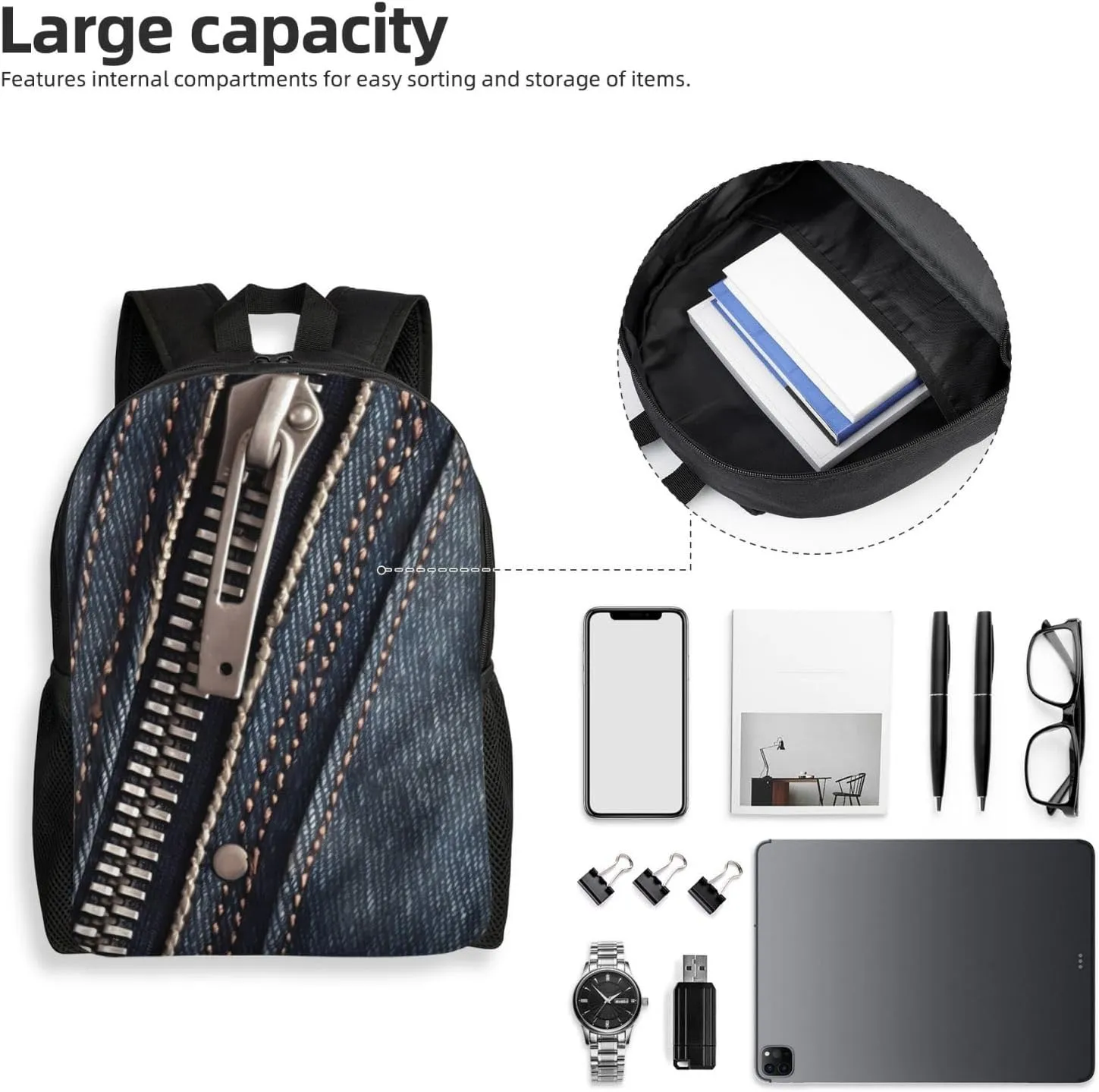 Laptop Backpack for Women Men Carry-on Backpack Open Zipper Daypack Lightweight Travel Shoulder Bags