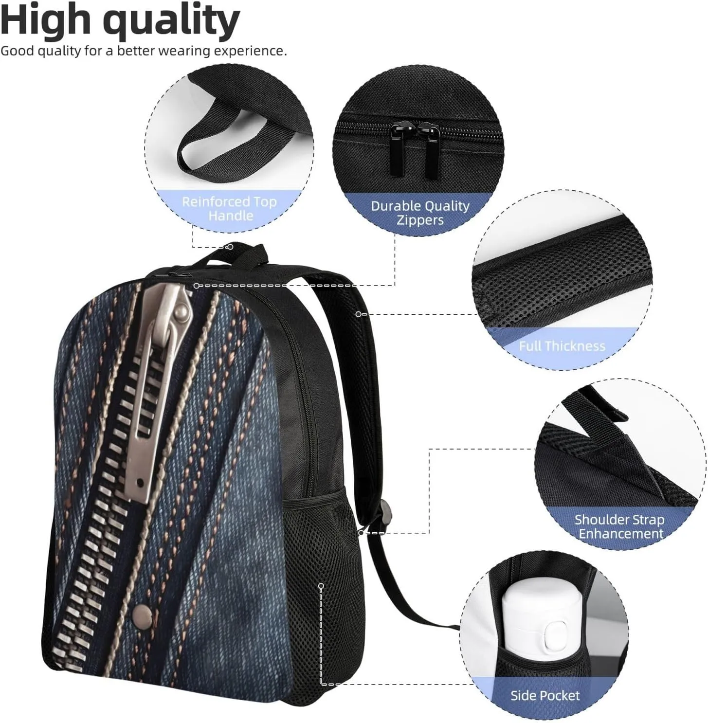 Laptop Backpack for Women Men Carry-on Backpack Open Zipper Daypack Lightweight Travel Shoulder Bags