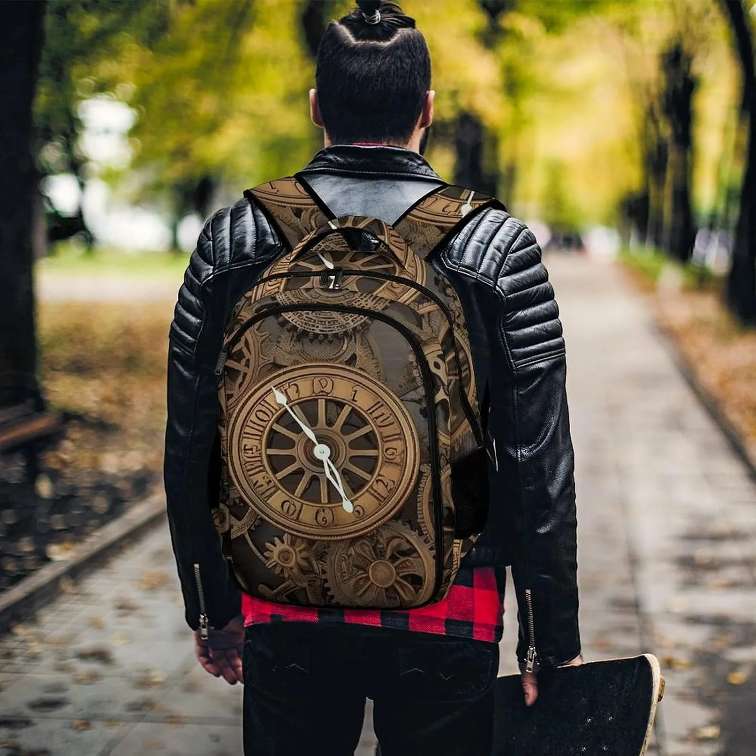 Laptop Backpack for Women Men Daypack Waterproof Steampunk Gears Clock Computer Bag Business Work Bag for Travel